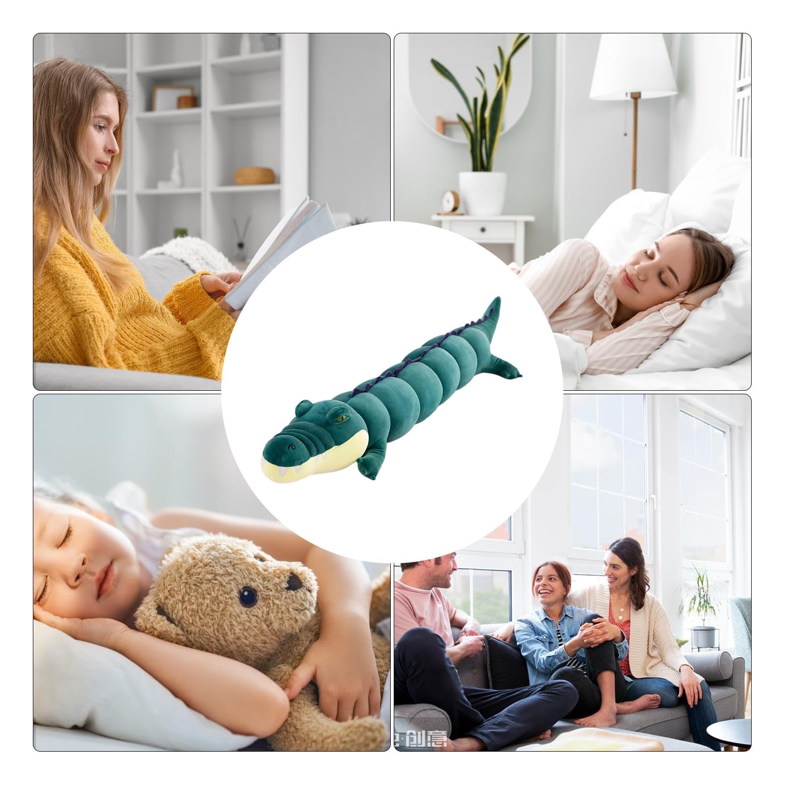 Peluche Alligator Crocodile 40 Cm – Oreiller Doux Et Câlin, Déco Chambre, Dortoir, Voiture, Pour Enfant