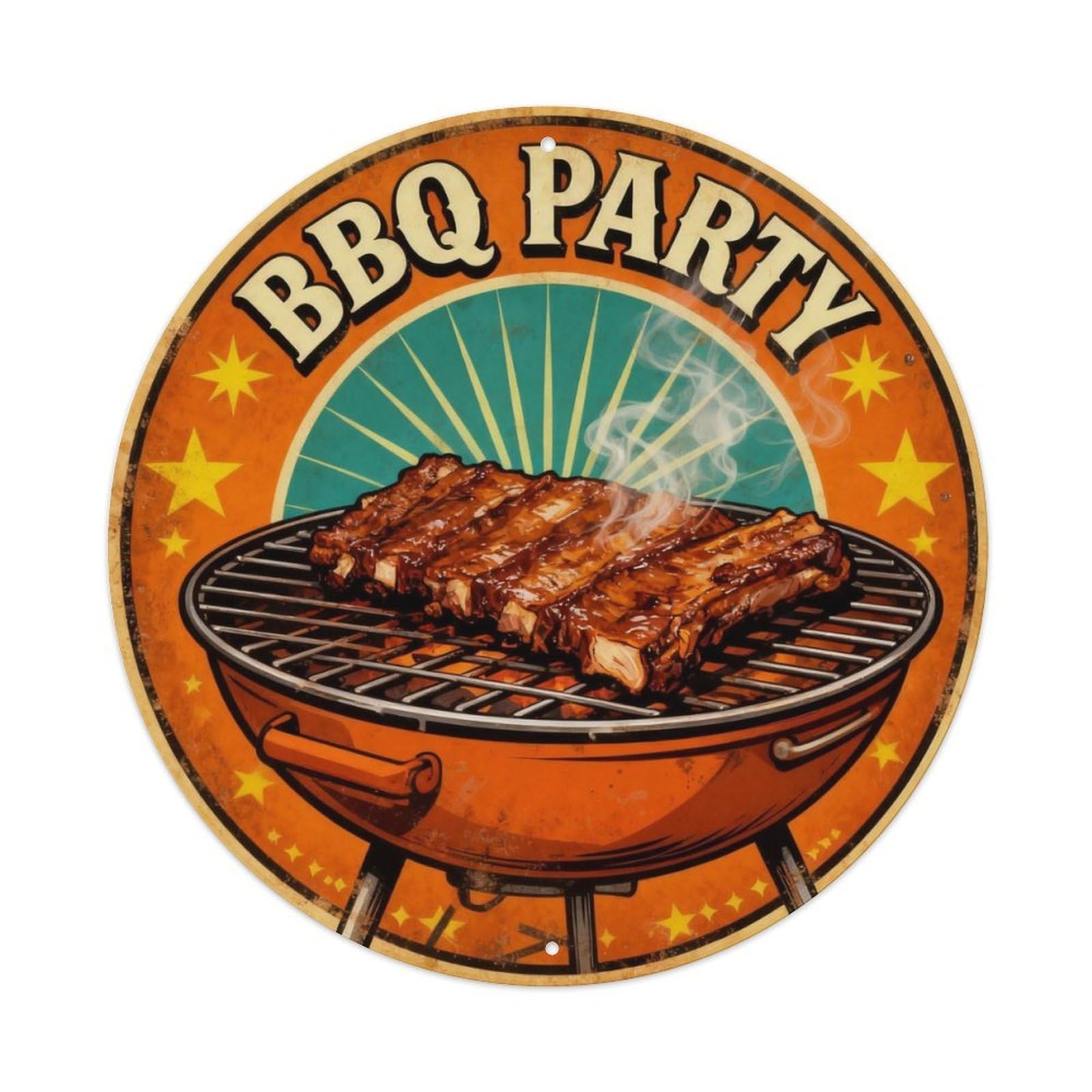 BBQ Party Backyard Sign Metal Tin Sign Plaque