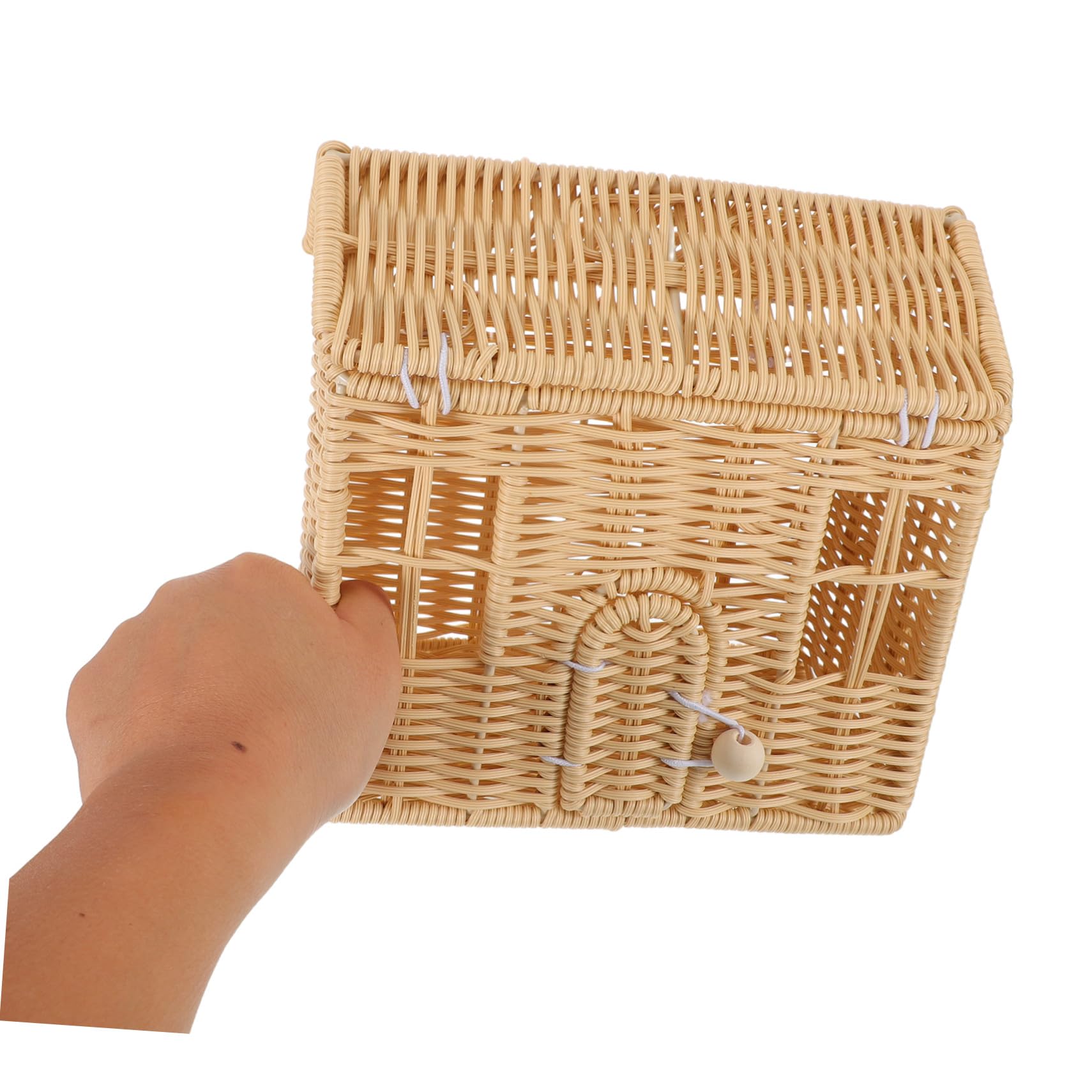 KOMBIUDA Geflochtener Korb mit Henkel Hauskorb Handgeflochtener Korb Dekorativer Hochzeitskorb Gastgeschenke für Hochzeiten
