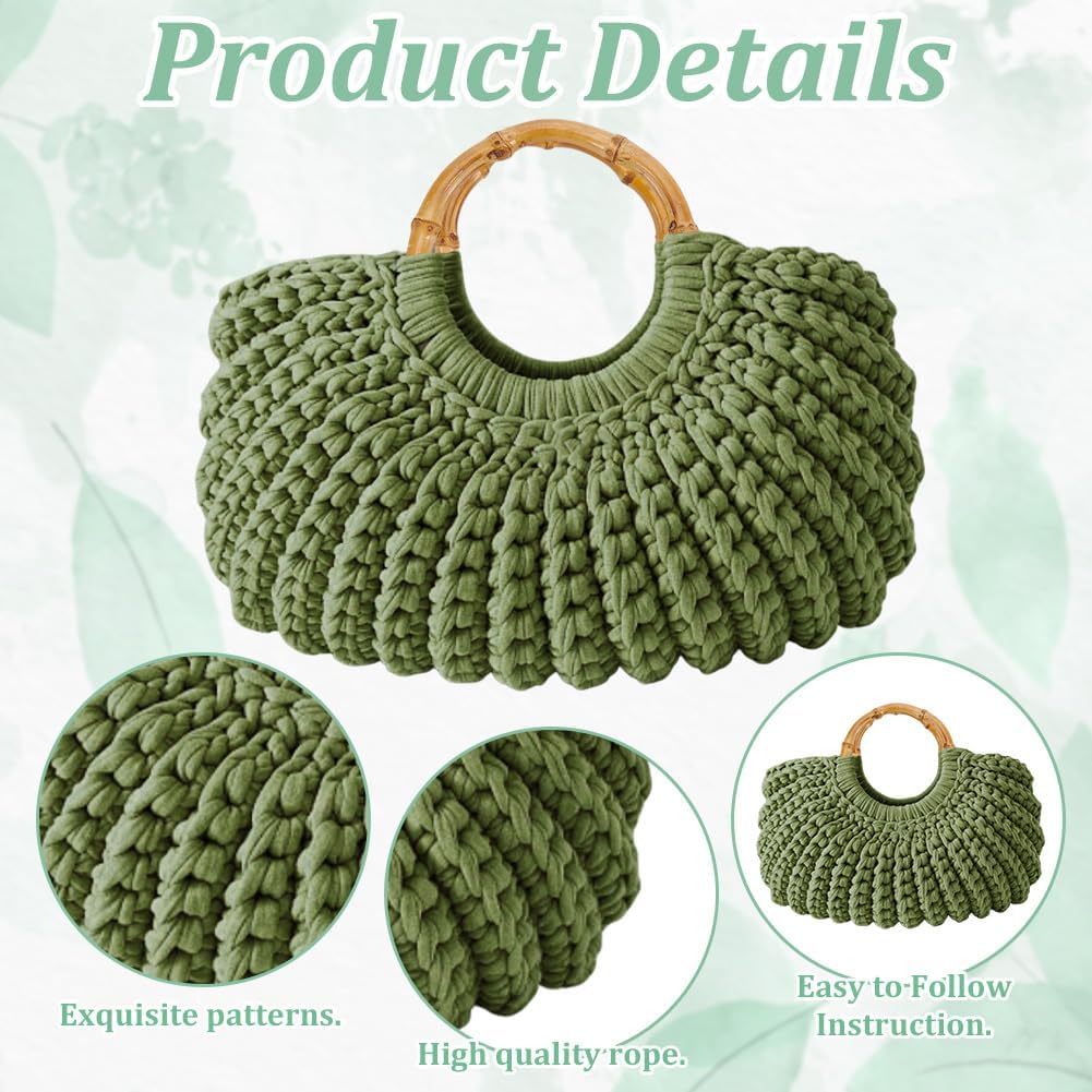 BEUNITONE Crochet Bag Kit for Adults Crochet Bag with Step-by-Step Video Tutorials Crochet Kit for Beginners Complete Crochet Supplies to Make a Bag DIY Crochet bags for Crocheting Lovers Crochet Gift