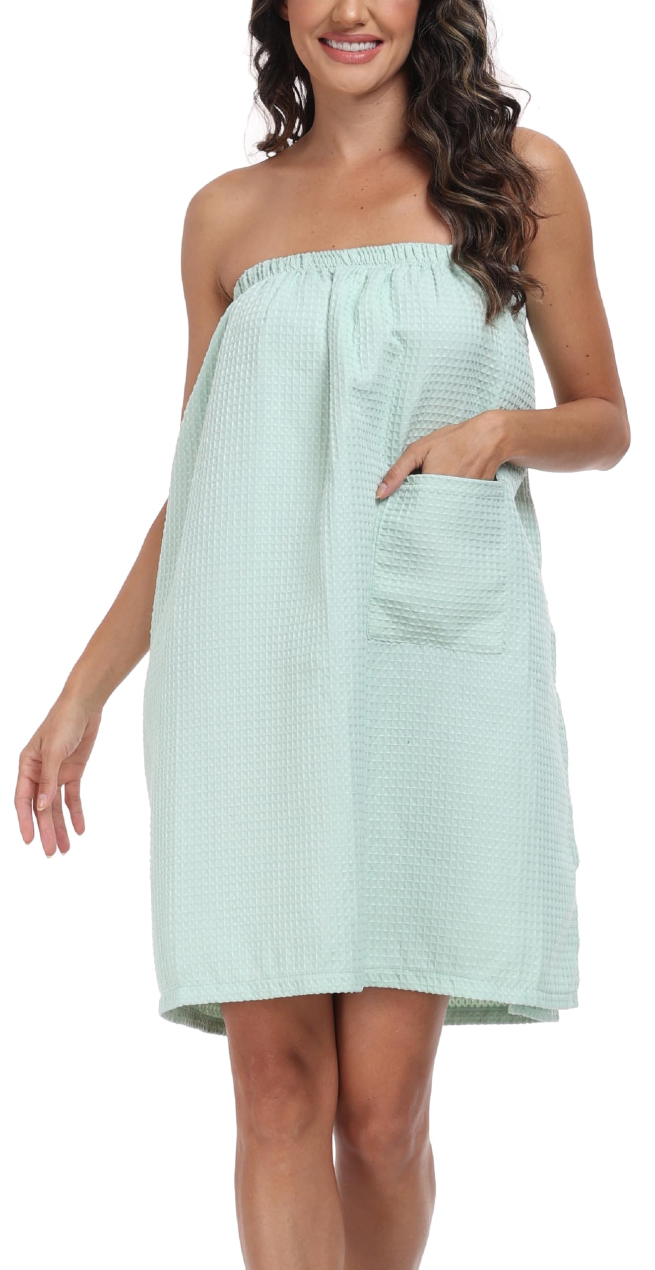 sunshinemallWomen's Lightweight Bath Shower Wrap Waffle Spa Robes Bathrobe Quick Dry Cover Up with Adjustable Closure