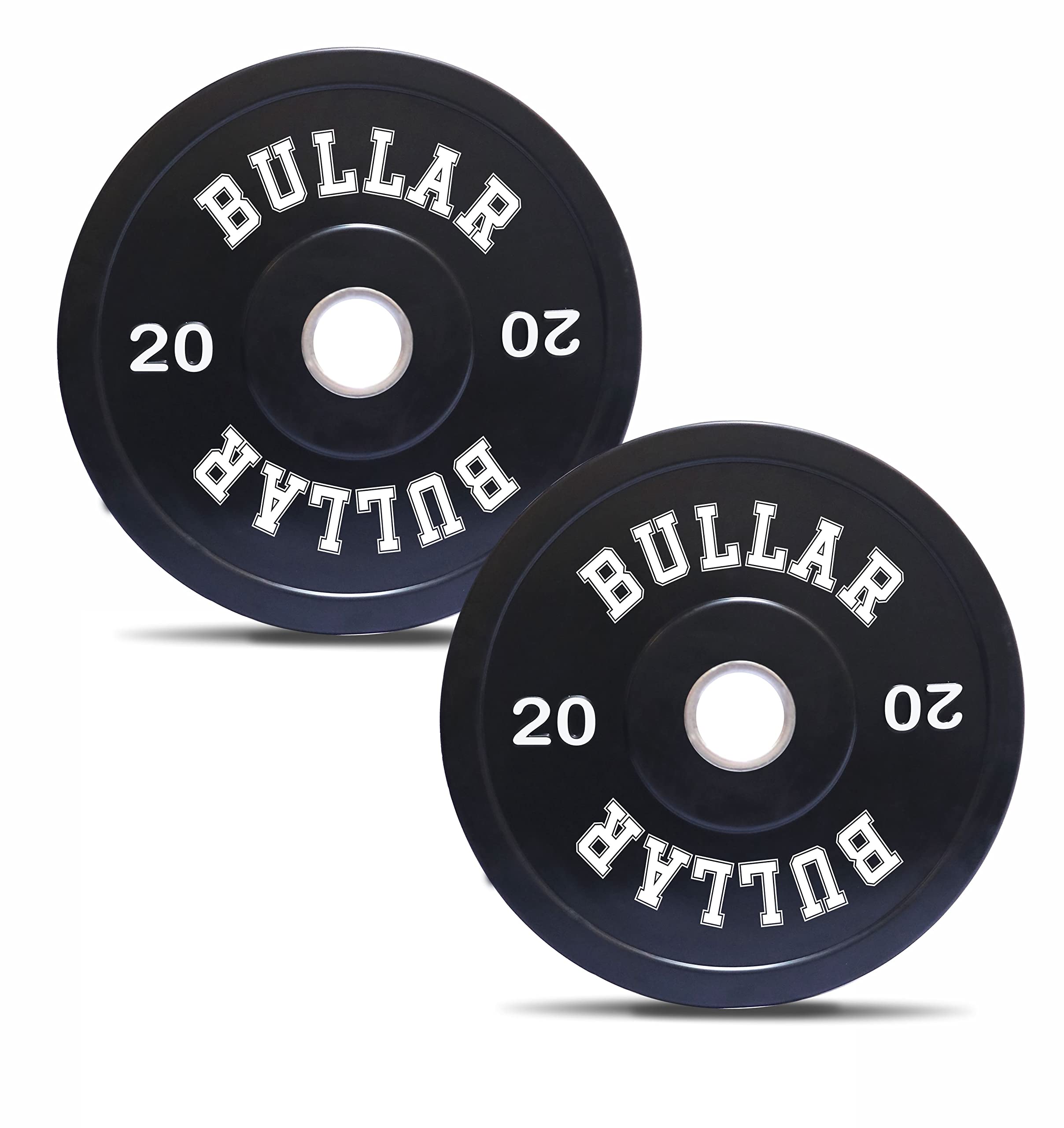 BULLAR Olympic Black Bumper Plates,Rubber Coated spare weight plates 51 mm (40 KG SET (20KGX2))