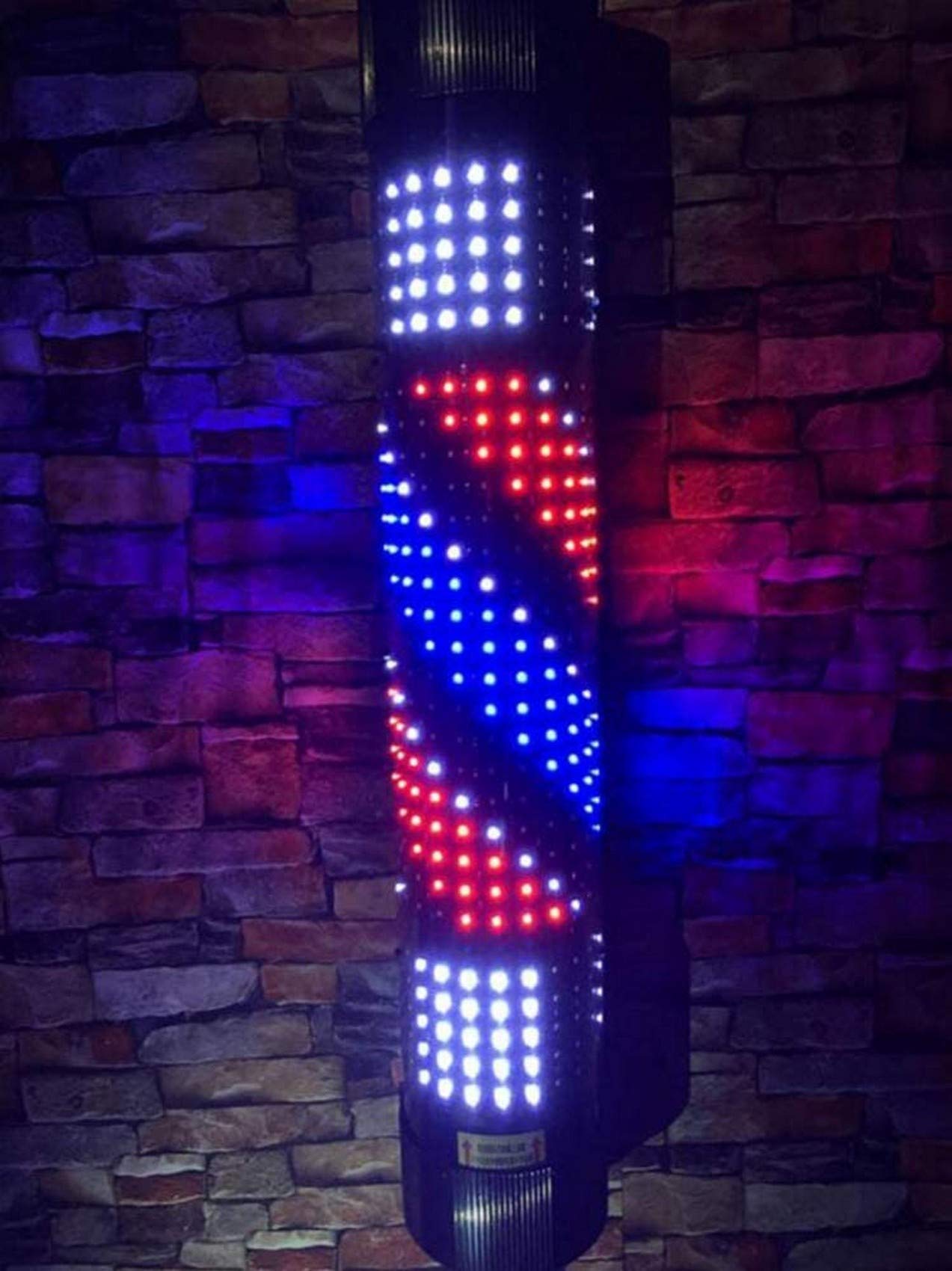 Poste De Barbero De 33 ", Luz Led, Estilo Clásico, Peluquería, Barbería, Cartel Abierto, Tiras Giratorias Rojas, Blancas Y Azules, Impermeable, Ahorro De Energía, Montaje En Pared A,B