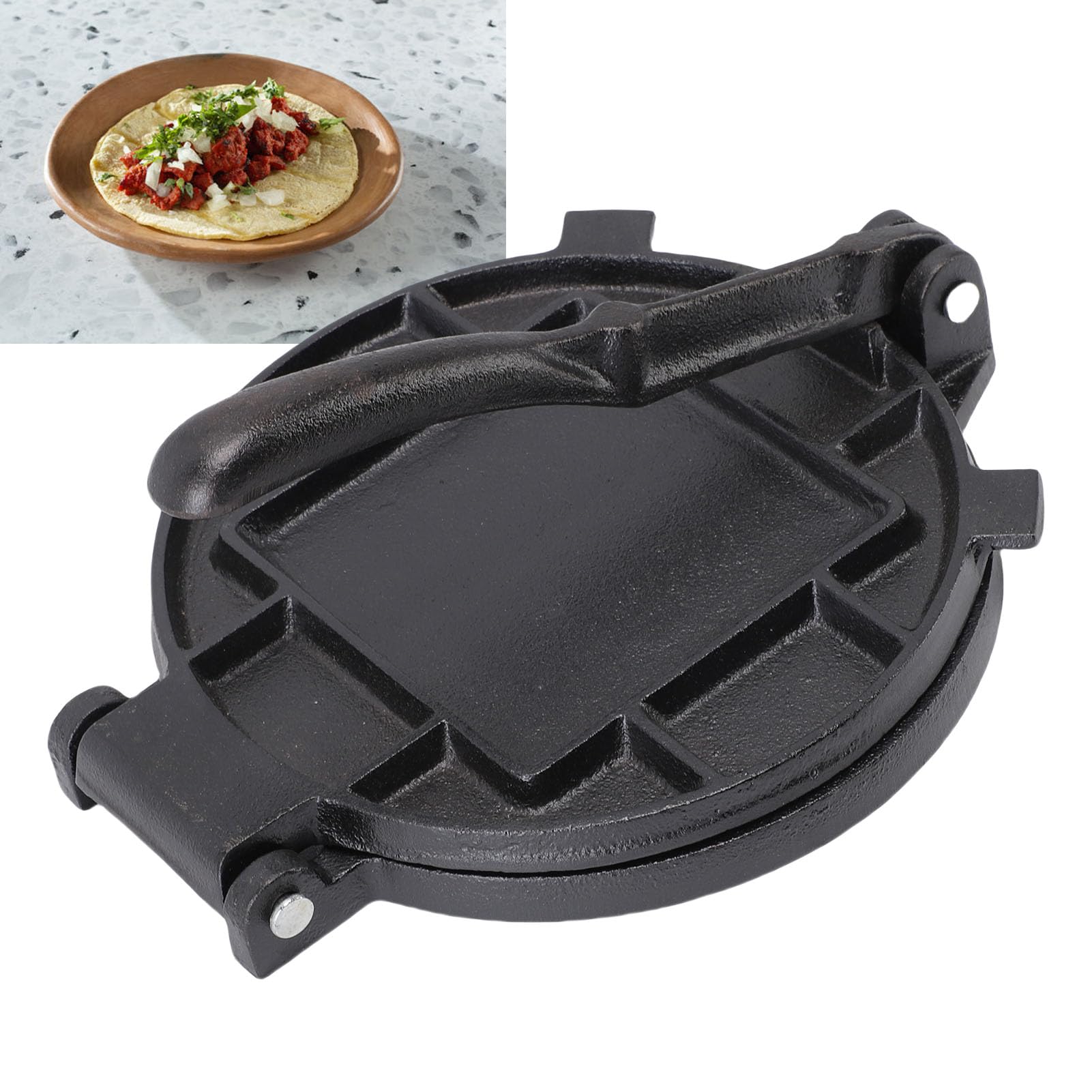 Cuifati Pressa per Tortilla in Ghisa Pressa per Pancake da 7,3 Pollici per Focaccia Resistente per Empanadas Torte di Mais Platani Fritti per Pasta Roti