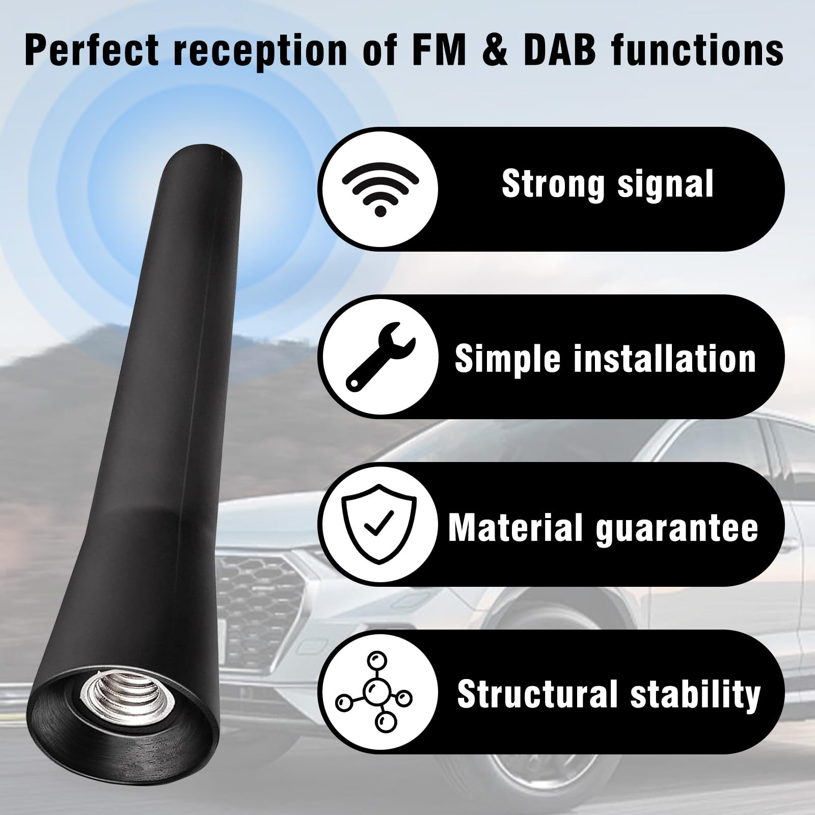 Antenna Auto Corta 6.5cm FM/AM - Universale Con Viti M4/M5/M6 | Ricezione Ottimale - Foto 7