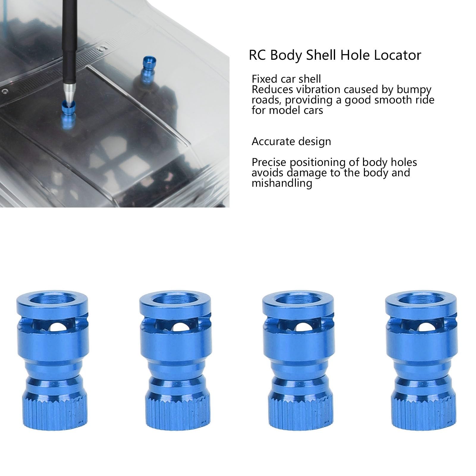 Qcwwy Localizzatore di Fori per Carrozzeria RC, Fissaggio Stabile 4PCS Localizzatore di Fori per Carrozzeria RC Posizionamento Accurato Resistente all'Usura per Scocca per Auto in PVC