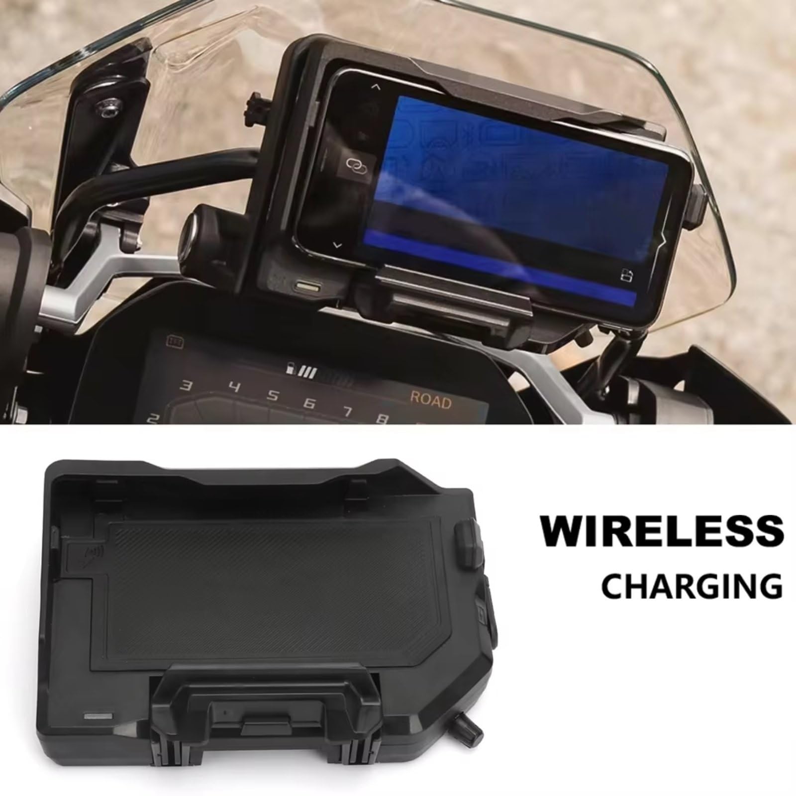 Supporto Per Telefono Moto Per BMW F850GS F750GS F800GS F700GS R1300GS R1200GS R1250GS Per ADV Supporto Telefono GPS Con Ricarica Wireless Moto(Wireless- White Line)