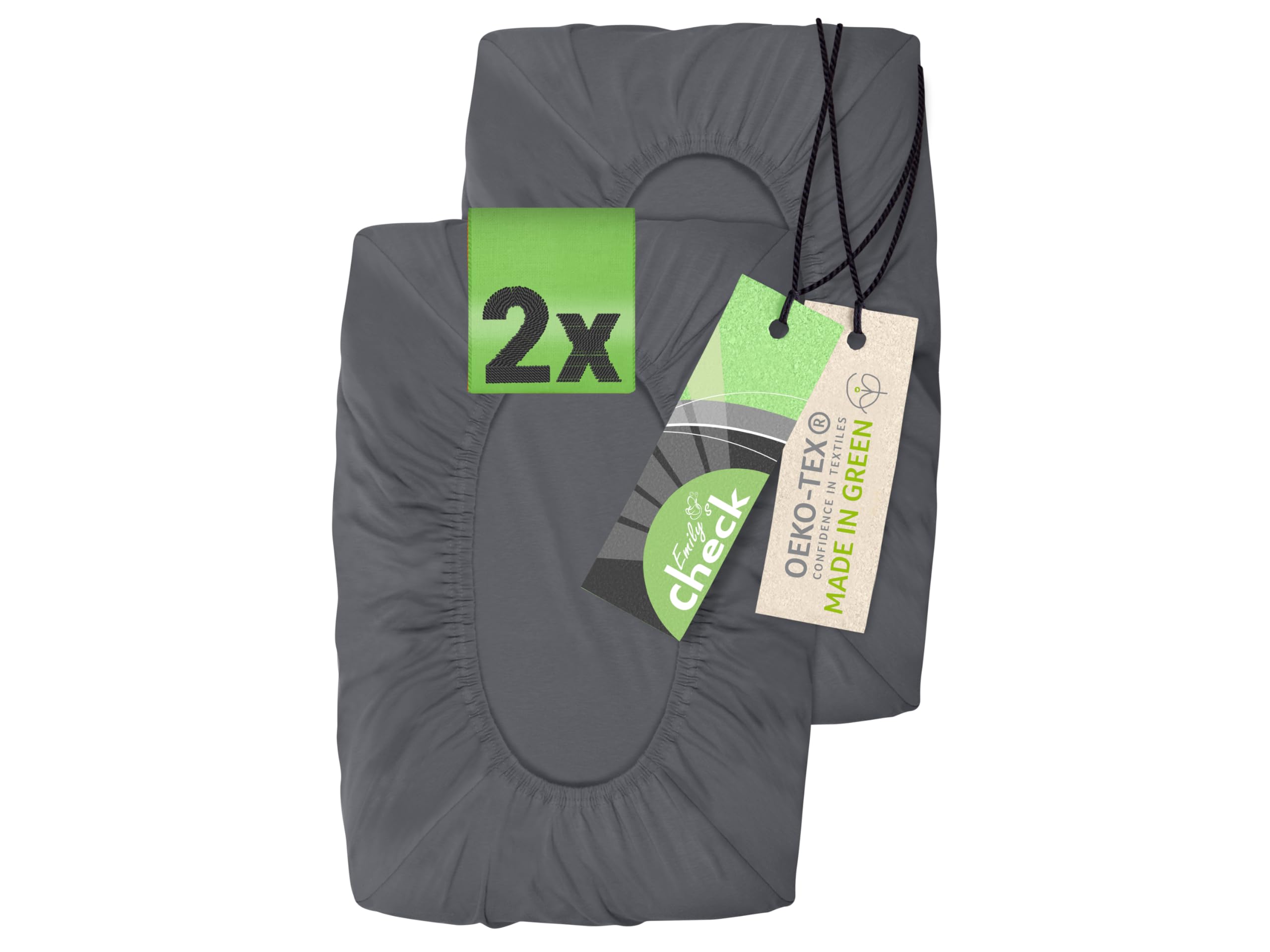Emily's Check 2-pack fitted cover for neck pillow health pillow 1596.2323, 30-35 x 45-50 cm, anthracite