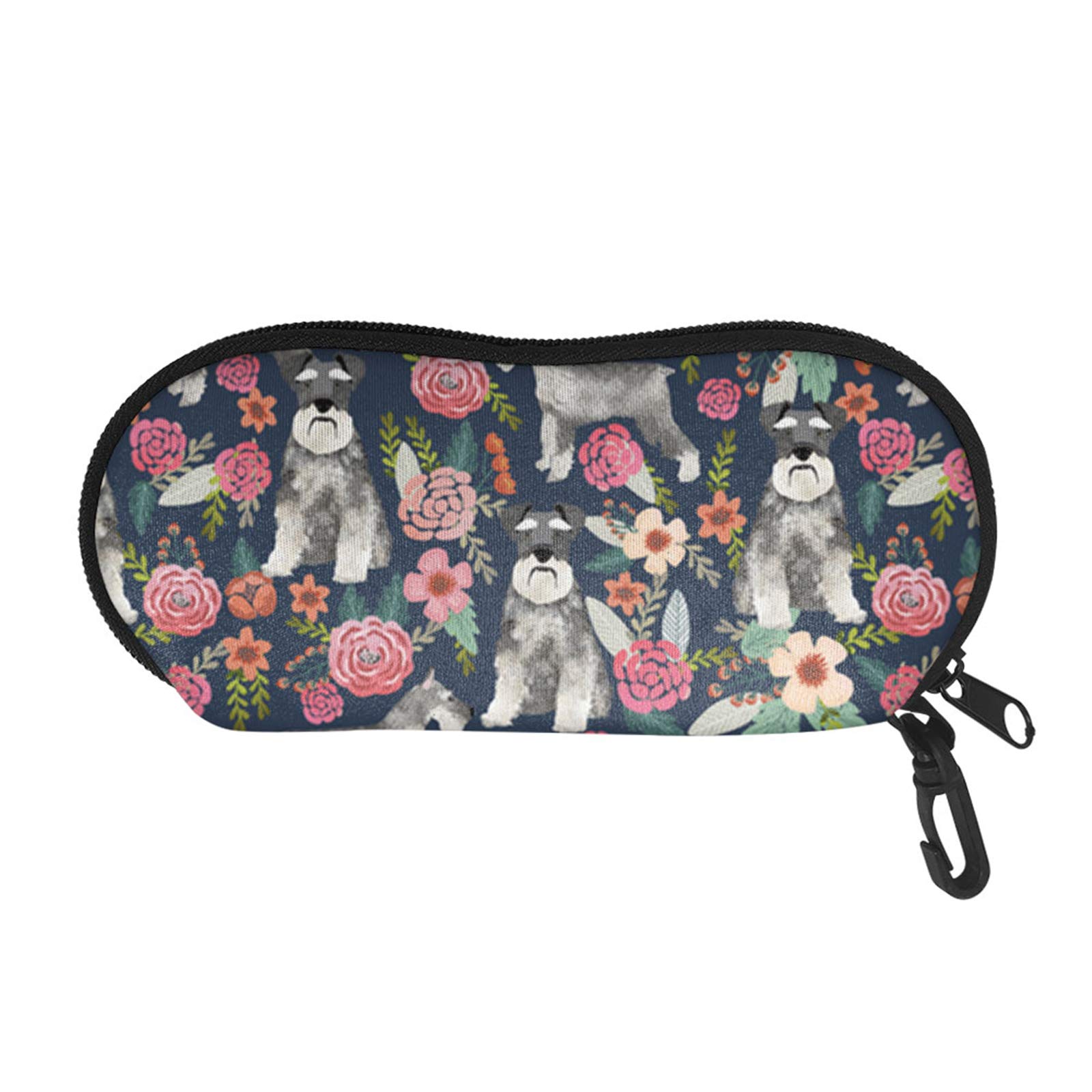 SEANATIVE Ultra Light Eyeglasses Case Dustproof Gey Schnauzer Pattern Hard Shell Glasses Pouch Holder Protector for Women