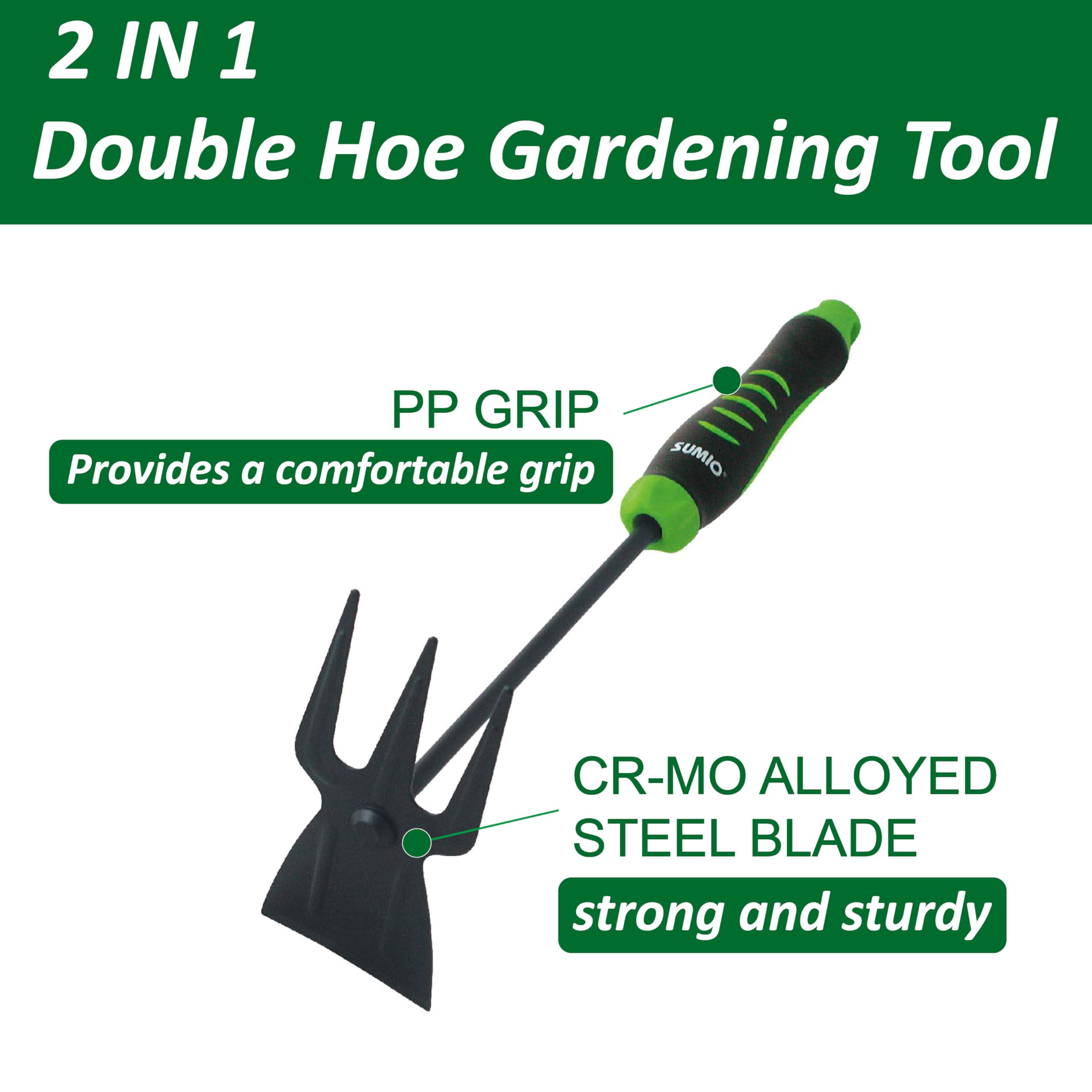 Excavadora de mano pequeña para jardín, herramienta de jardín, herramienta de deshierbe de doble cabeza, azada de jardín y cultivador, herramienta de deshierbe