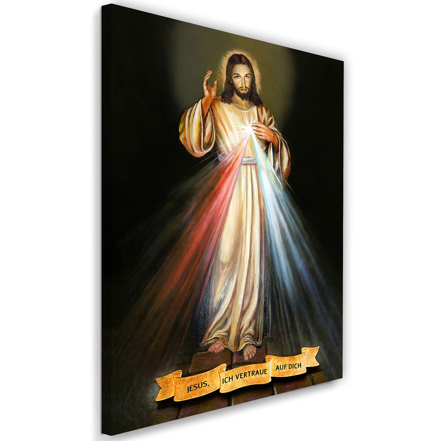 Feeby Bilder XXL Jesus 80x120 cm 1 Teilig Wohnzimmer Schlafzimmer Büro Flur Küche Wandbilder Leinwandbilder Modern Bild auf Leinwand Wanddekoration Kunstdruck Design Barmherzigkeit Mehrfarbig