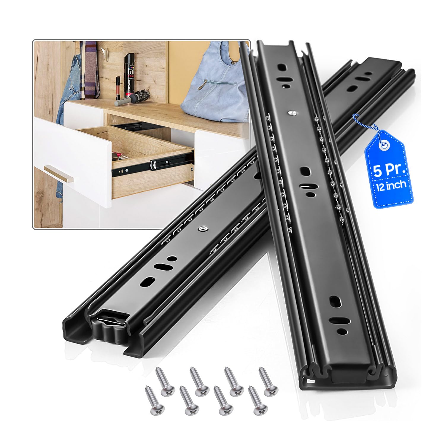 Full Extension Drawer Slides - VAGUDE Cabinet Rails -14 Full Extension Drawer Slides - VAGUDE Cabinet Rails -14