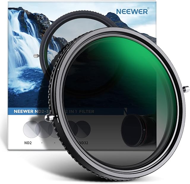 NEEWER 2 in 1 67mm Variable ND Filter ND2ND32&CPL Filter(Circular Polarizer Filter) No X Cross/HD Optical Glass/30 Layer Multi Resistant Nano Coatings/Water Repellent/Scratch Resistant/Ultra Slim
