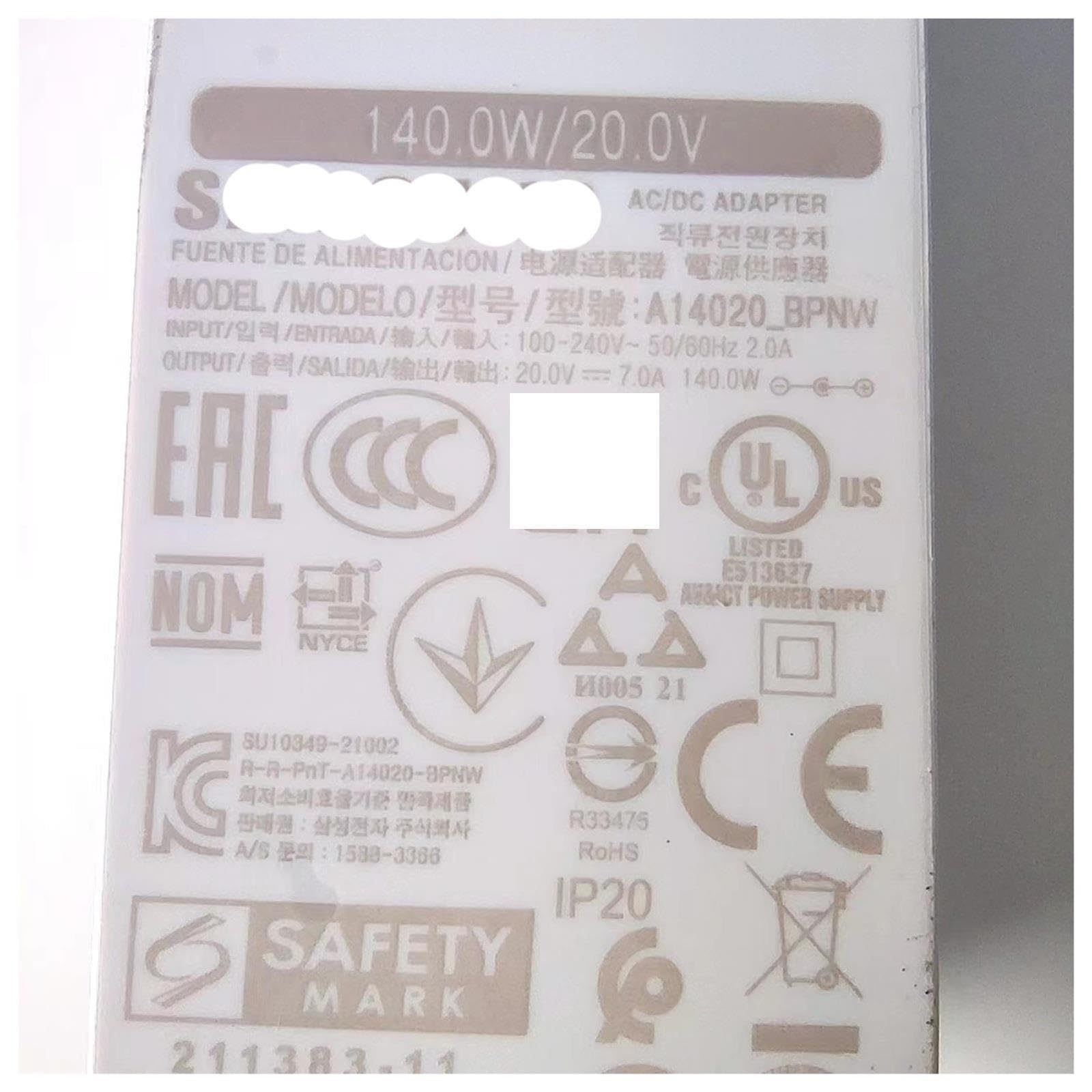 For LS32BG852NNXGO Display 20V 7A 140W Assemblaggio Filo BN44-01187A BN4401187A A14020_BPNW Vss Adattatore Di Alimentazione AC/DC