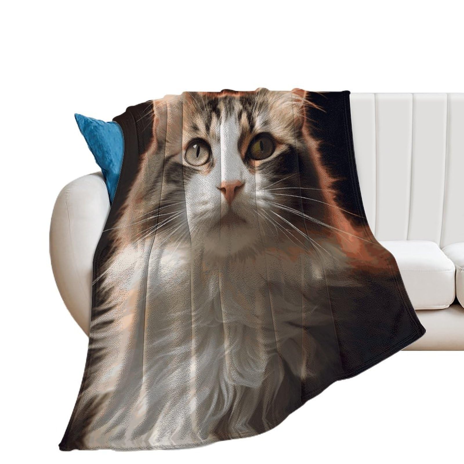 Couverture confortable imprimée chat en flanelle, la douceur au quotidien
