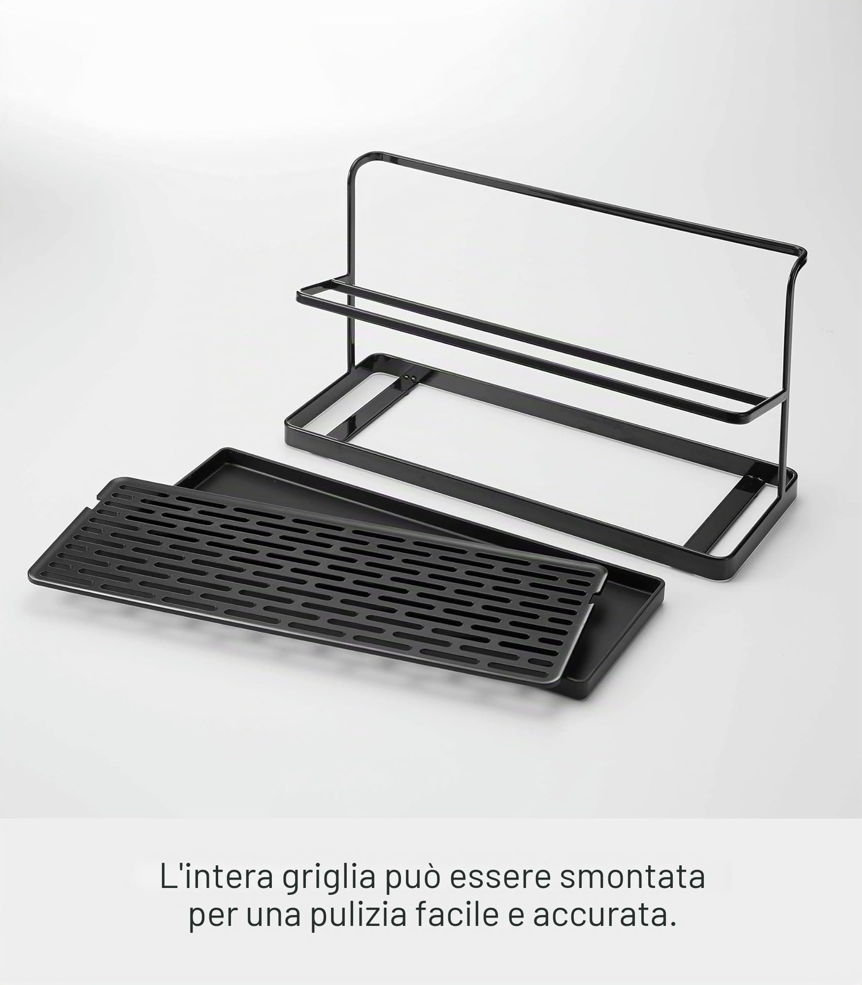 YAMAZAKI 5410 TOWER Bottle Drying Stand with Tray, black, Steel/ABS Resin, 32 x 12 x 17 cm