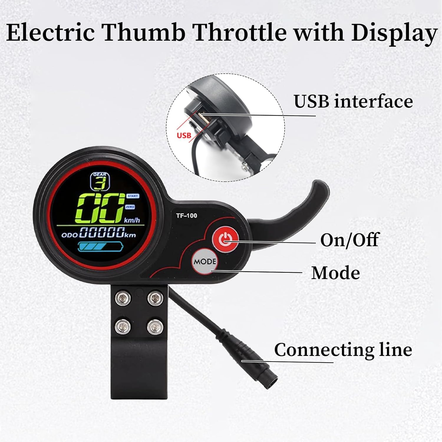Dashboard di Skateboard E-Scooter, Display dello Strumento di Comunicazione Elettrica a 6 Pin 48 V TF-100 per Kugoo M4