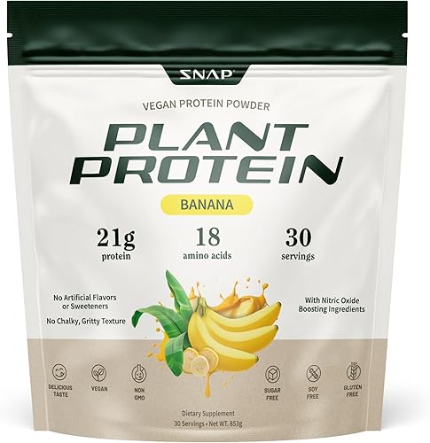 Snap Supplements Polvo de proteína vegana orgánica a base de plantas en polvo de proteína que aumenta el óxido nítrico, aminoácido BCAA para el