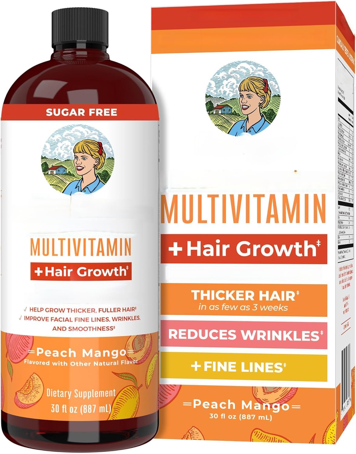 Multivitamina líquida + crecimiento del cabello para ayudar a las mujeres a espesar el cabello y reducir las arrugas faciales