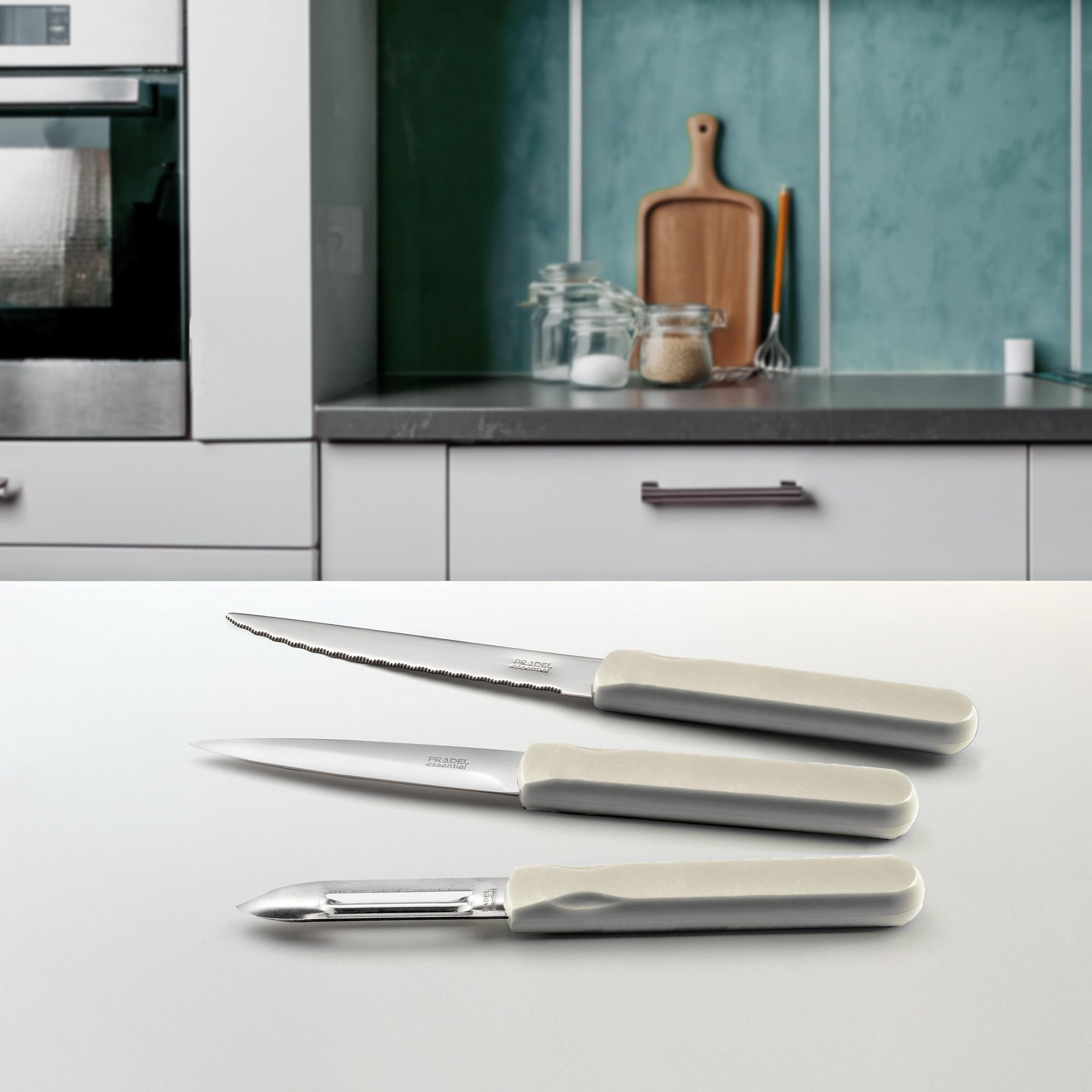 Cuisinox - Eclipse - Zestaw do pieczenia i sztućców - Patelnie 24/28 cm ze stali nierdzewnej, obieraczka i nóż biurowy - Zdejmowany uchwyt ze stali nierdzewnej - Nadaje się do wszystkich kuchenek, w