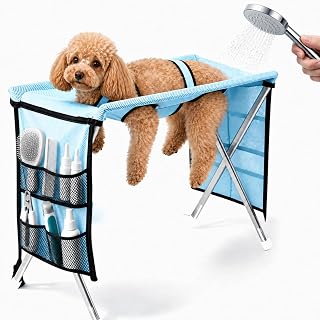 Dog Grooming Hammock with Stand for Bathing & Cat Nail Trimming, Small Pets | At-Home Pet Care Helper for Paw Cleaning, Brushing & Everyday Hygiene
