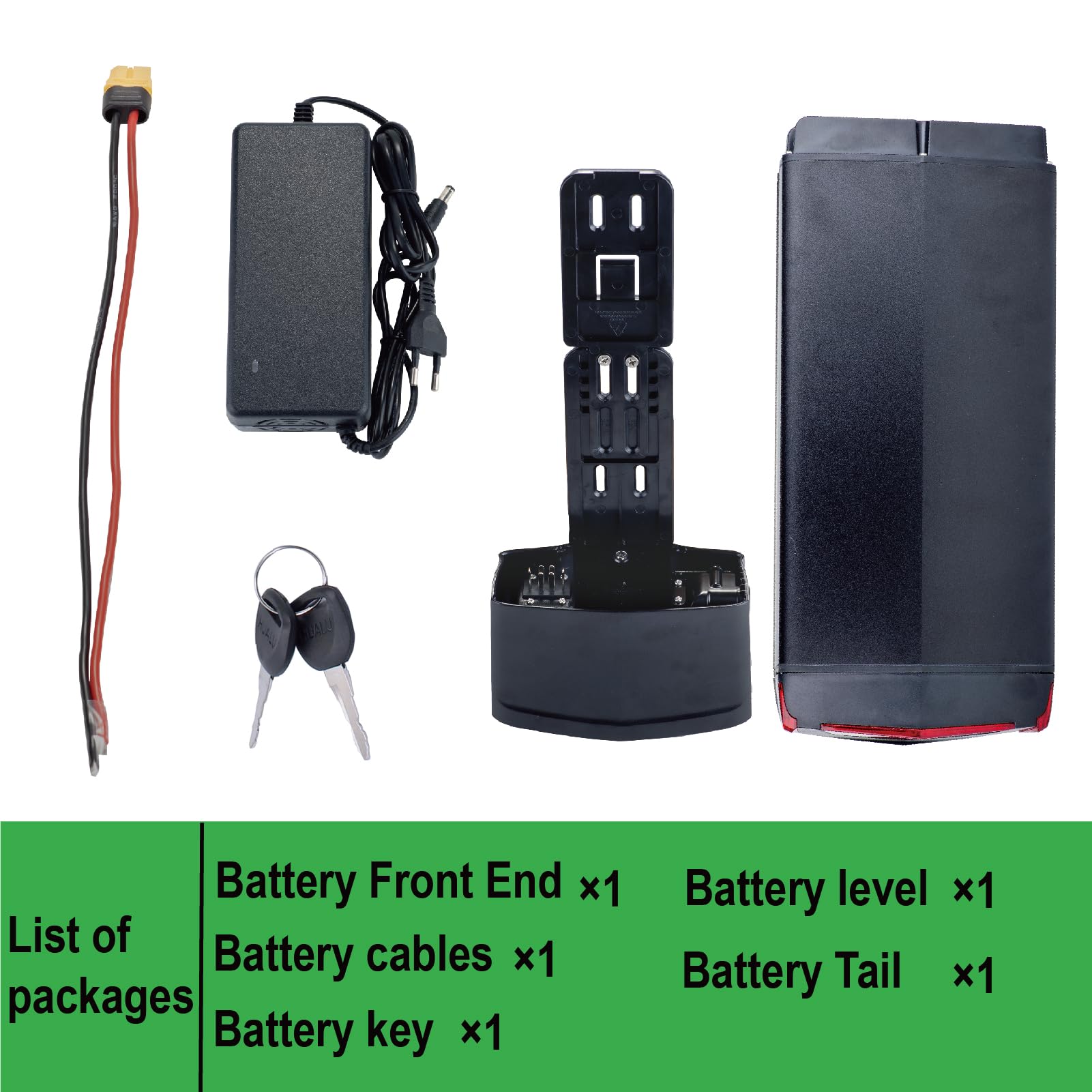 Batería para Bicicleta eléctrica 36V 16Ah con Cargador, luz Trasera y Cerradura de Seguridad, sin Soporte Trasero(36V 16Ah)
