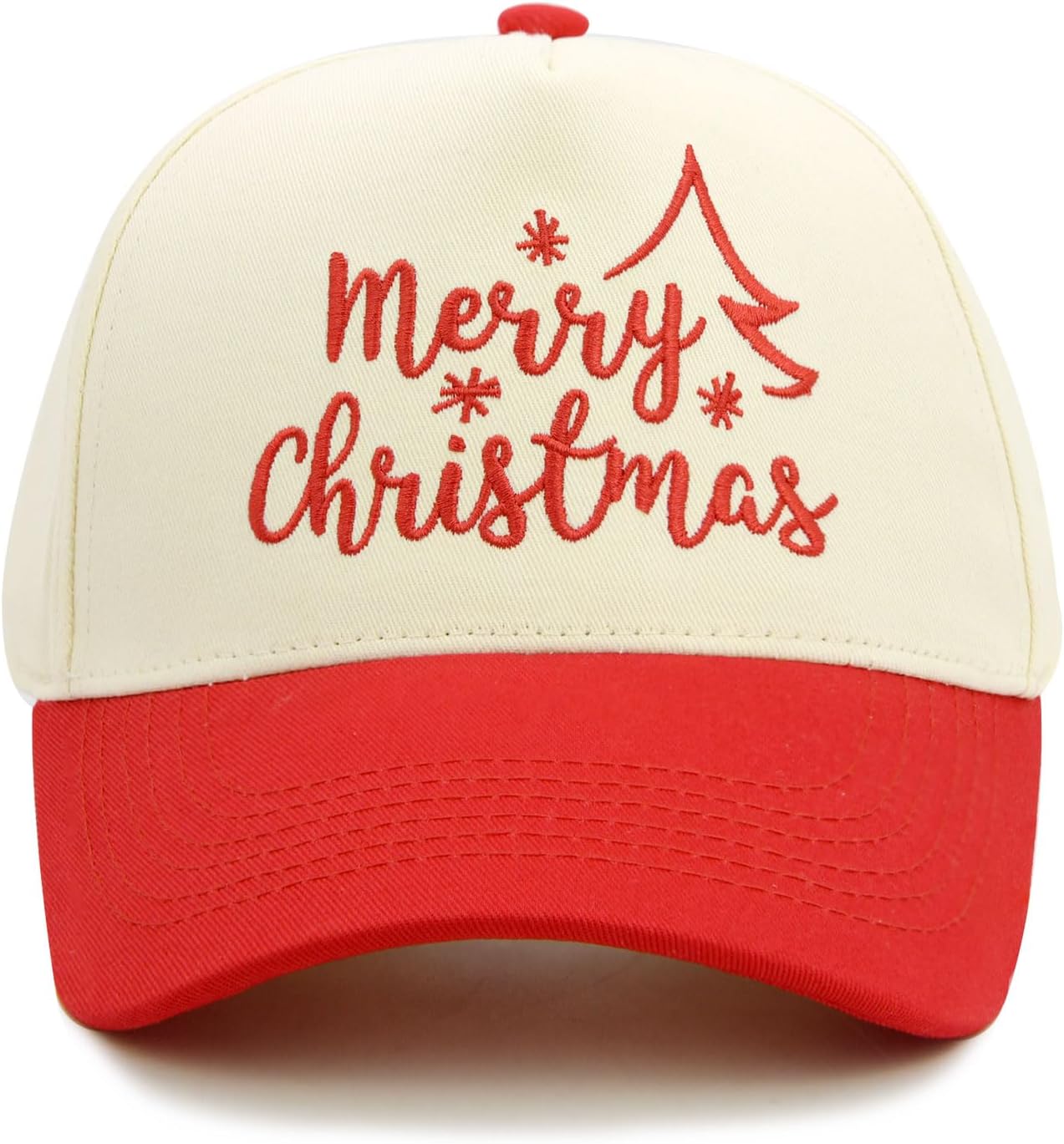 Merry Christmas Embroidery Baseball Cap, Two-Tone Adjustable Unisex Xmas Dad Hat, Holiday Party Hat