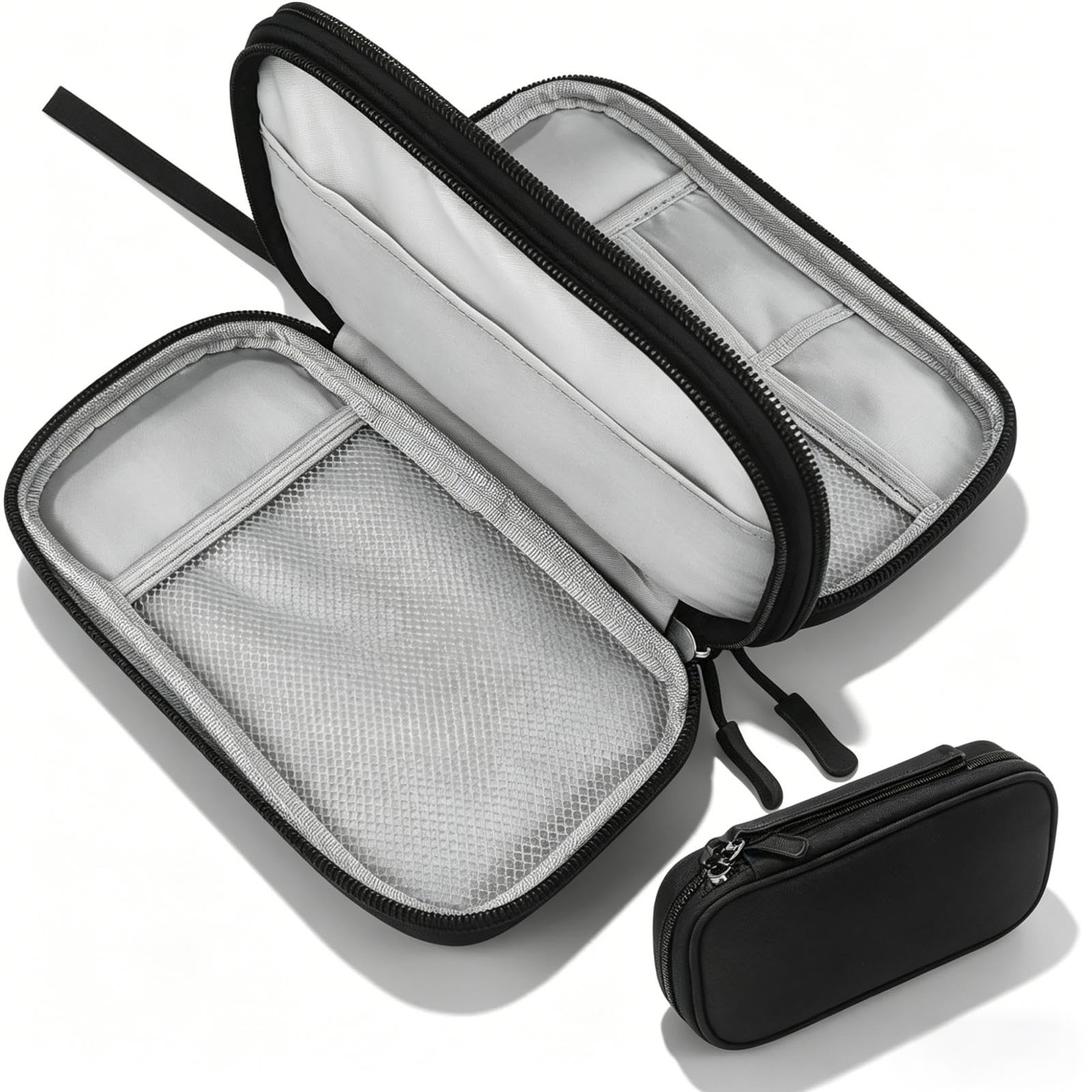 Sac de Rangement Câble Portable, Pochette pour Disque Durs Chargeur Câbles Carte SD Noir