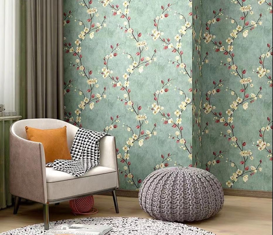 GOLDFRESH BE-New PVC Self-Adhesive Wallpaper DIY Wall Stickers Wallpaper Decals, Living Room,Furniture Decoration,Shop,Interior,Sofa Background Decal (45 x 500 cm) (Green Floral Wallpaper) (B0DDCR3Z4K) Amazon Price History, Amazon Price Tracker