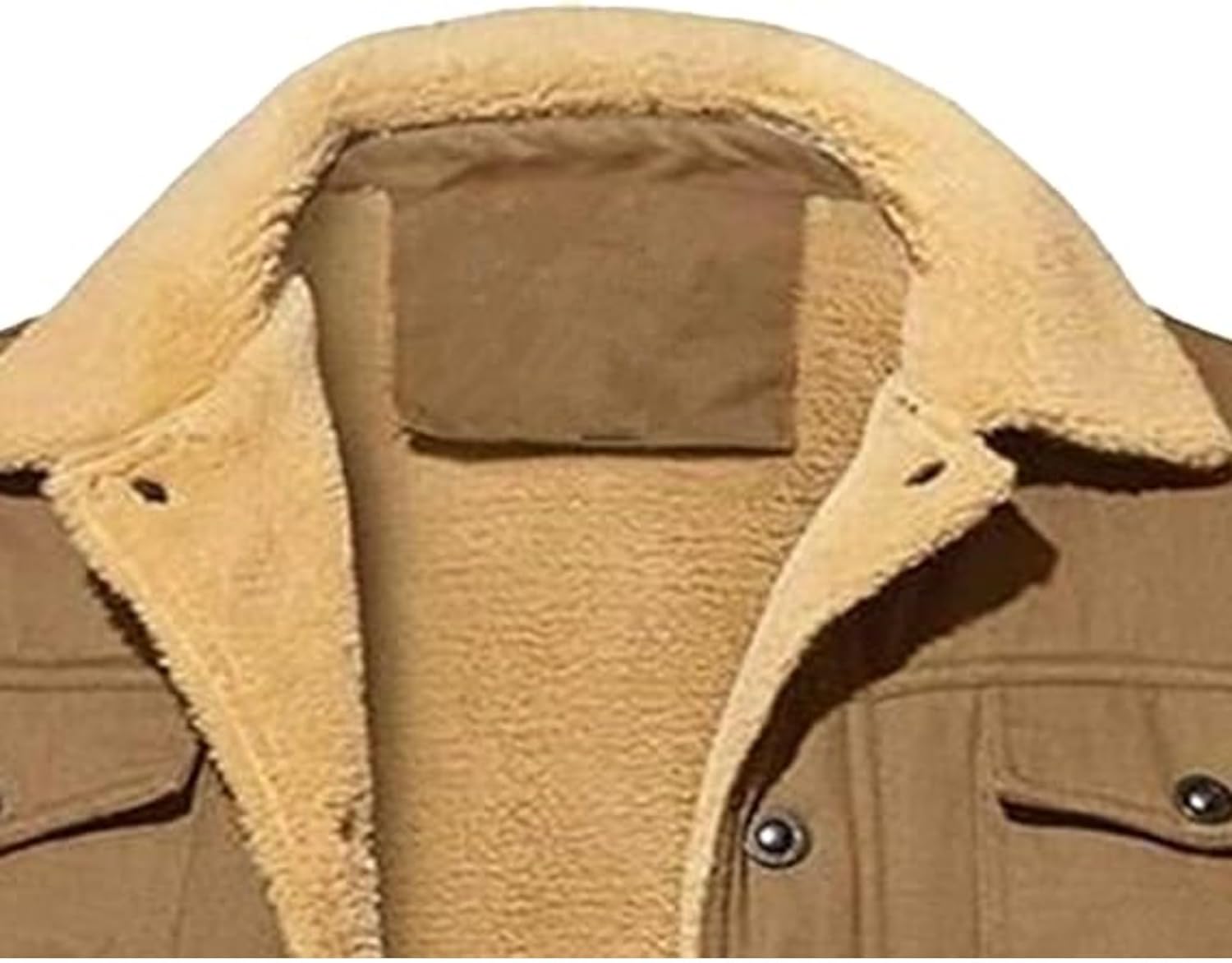 Men's Warm Trucker Coat Winter Thick Cotton Fleece Lined Jacket Lapel Cargo Sherpa Lined Outwear