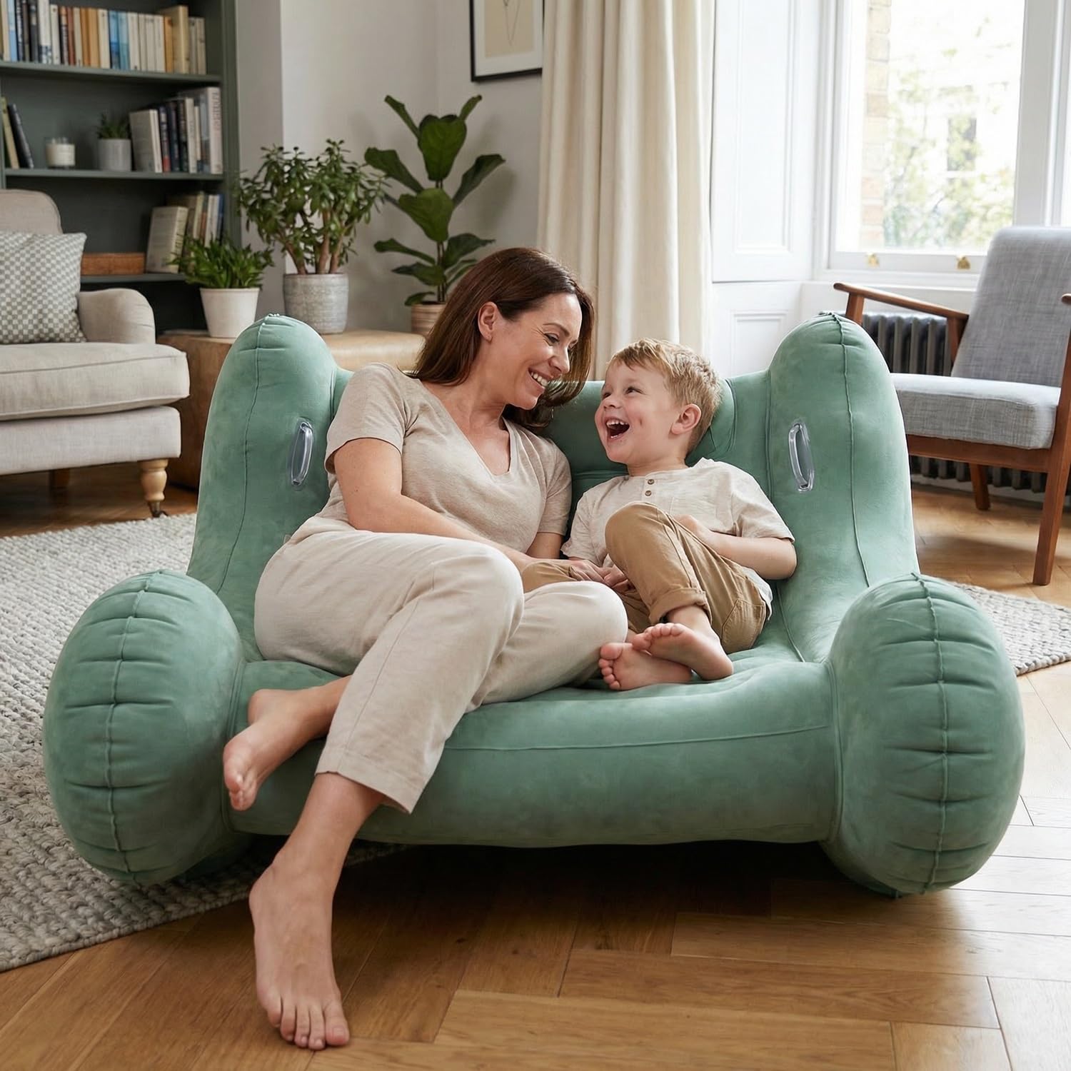 KiddyMoon Sensorischer Stuhl Rocker Für Kinder Sensorische Wippe Mit Pumpe, Hellblau,L