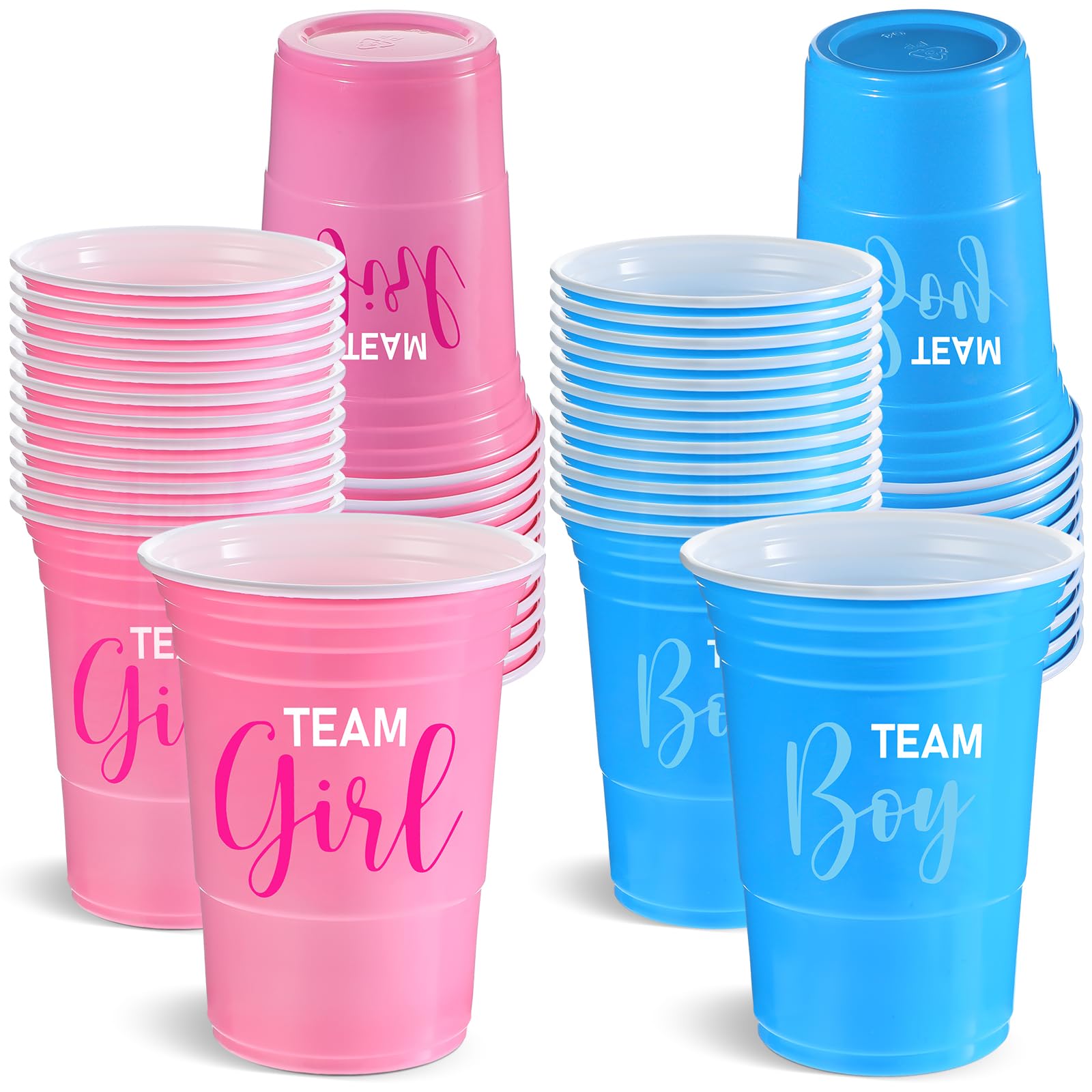 Norme 48 Pcs Gender Reveal Plastic Blue Pink Cups Gender Reveal Cups Supplies Team Boy Team Girl Disposable for Party Favors Games Beverage Drink