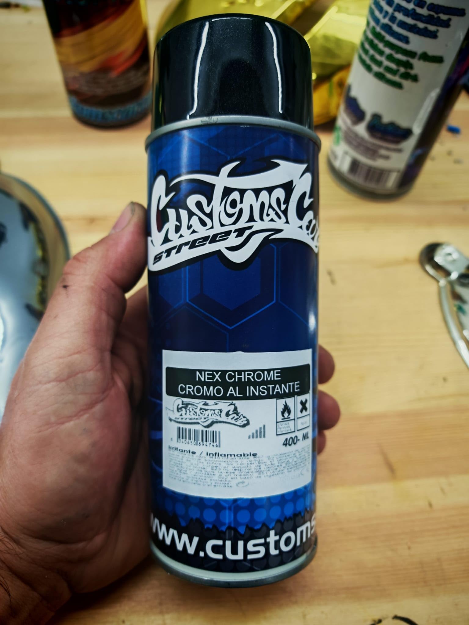 CustomCar Pintura Cromada Nex Chrome, Efecto Espejo Monocapa, Aerosol 400 ml, para Ópticas faros y Superficies Múltiples