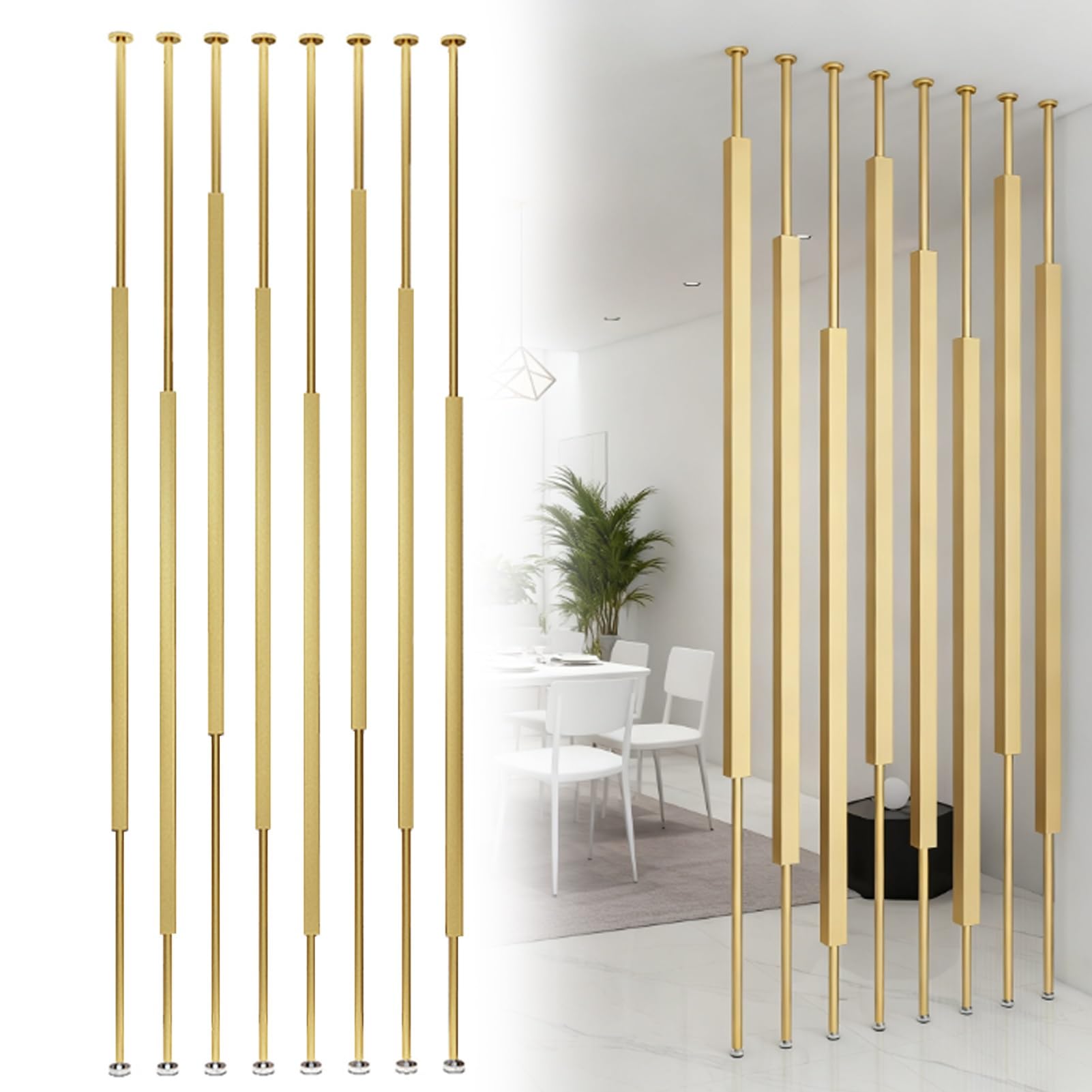 Cloison moderne en métal pour séparer un salon sans percer paravent doré avec base stable