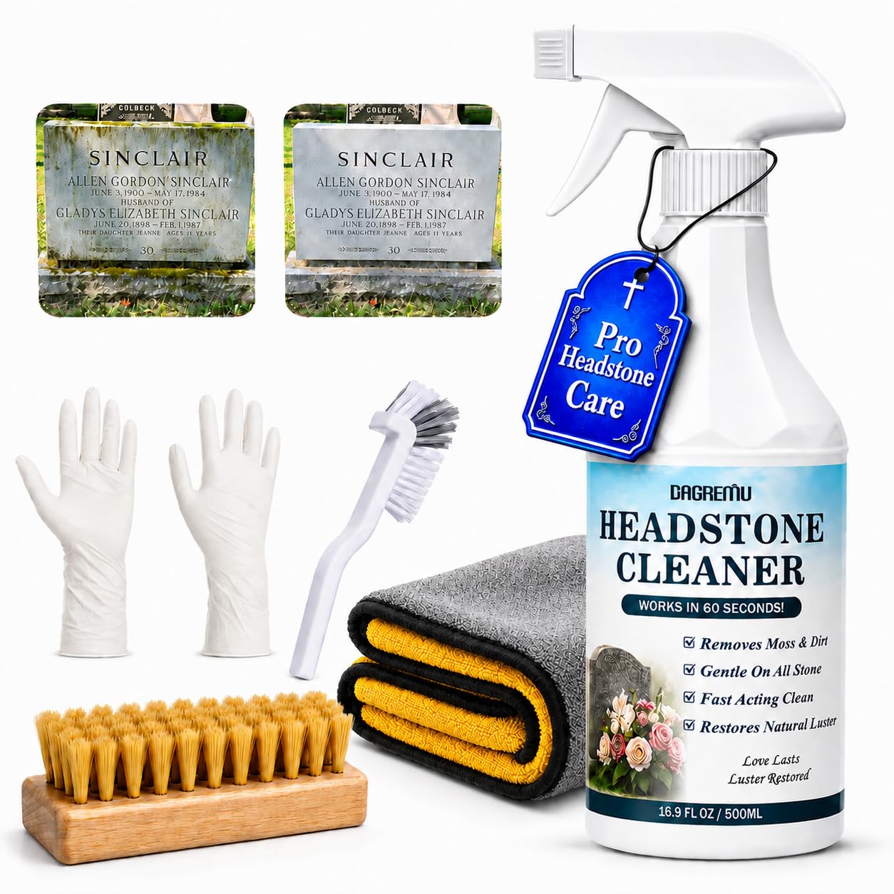 Photo 1 of Headstone Cleaner for Graves, Effectively Removes Tough Moss & Dirt Stains
