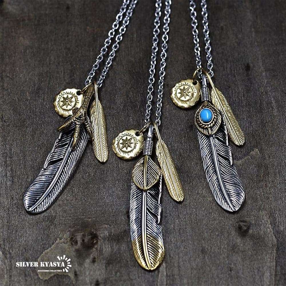 ❗️激渋 人気❗️ターコイズフェザー2枚 鷹爪フェザー1枚 計3枚