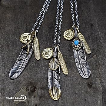Amazon | [silver KYASYA]ステンレス 三連フェザーネックレス メンズ