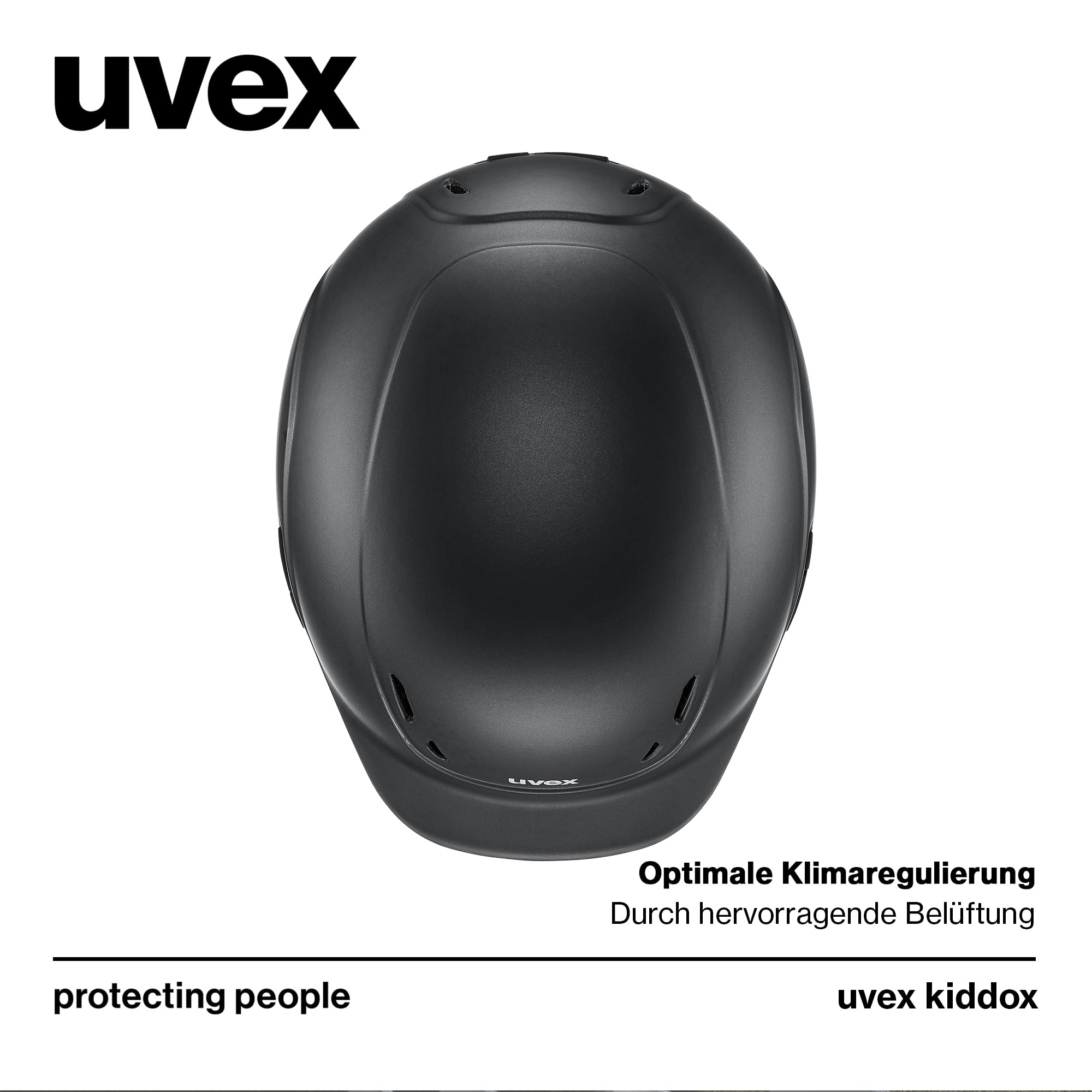uvex kidoxx - Leichter Kinder-Reithelm - individuelle Größenanpassung - optimale Belüftung - Black mat 3XS-XS