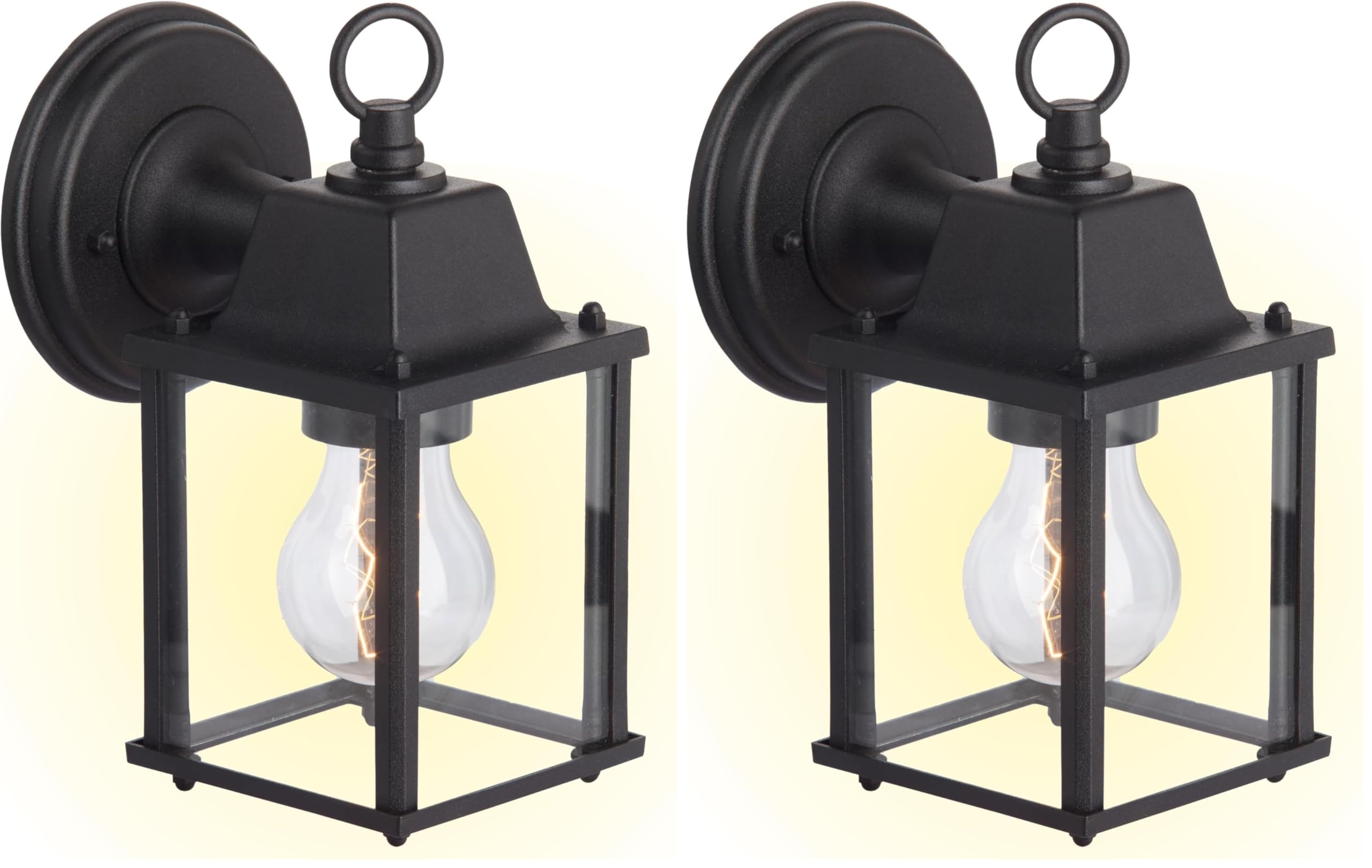 Apliques exteriores E27 Irvin de metal negro contra zonas oscuras en patios y garajes