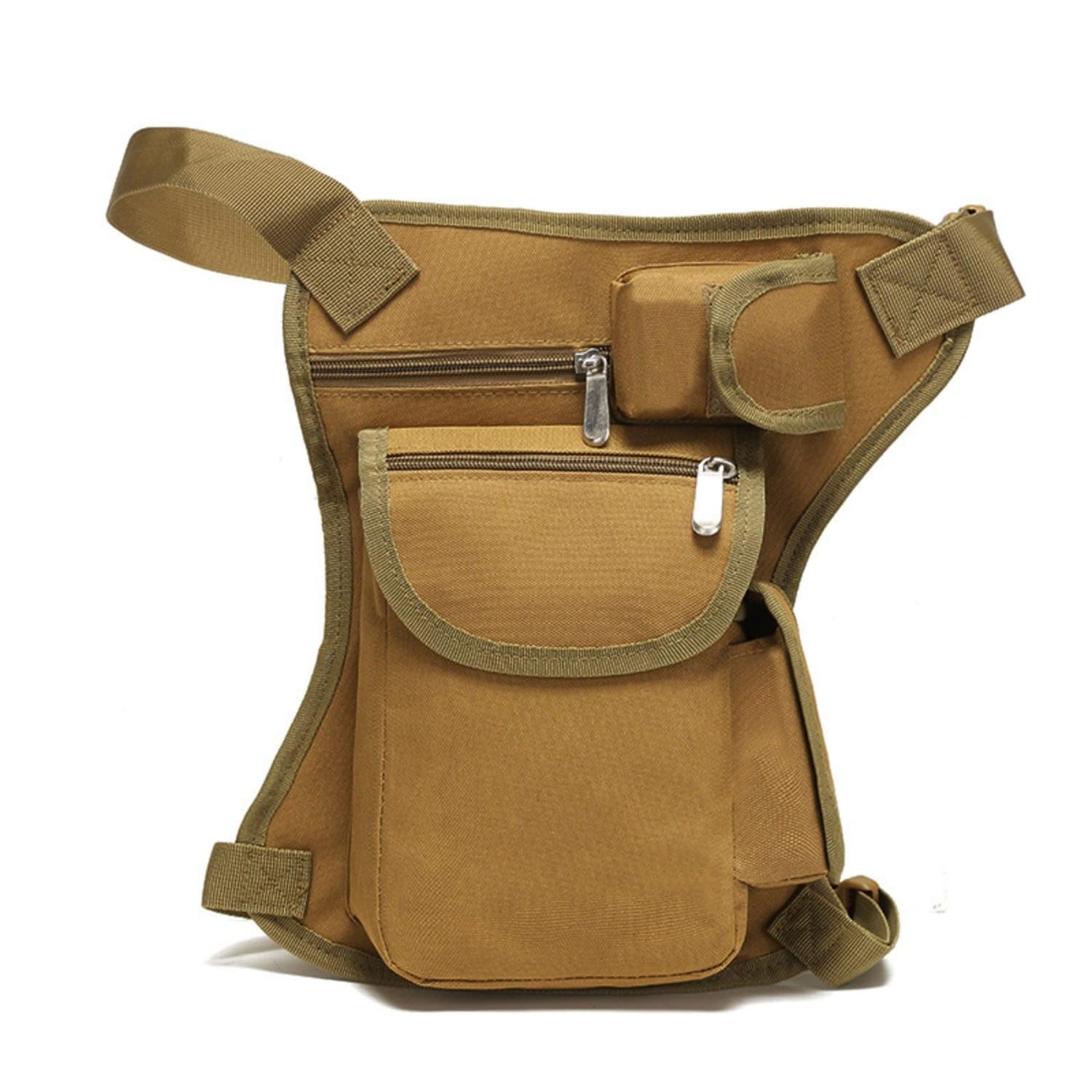 Adjustable Straps Drop Leg Bag Quick Reach Outdoor Waist Leg Pack Water Motorcycle Thigh Bag Sturdy Oxford Material for Cyclists, Anglers, Motorcyclists, Cycling, Fishing, Hiking, Camping, Khaki-image-43