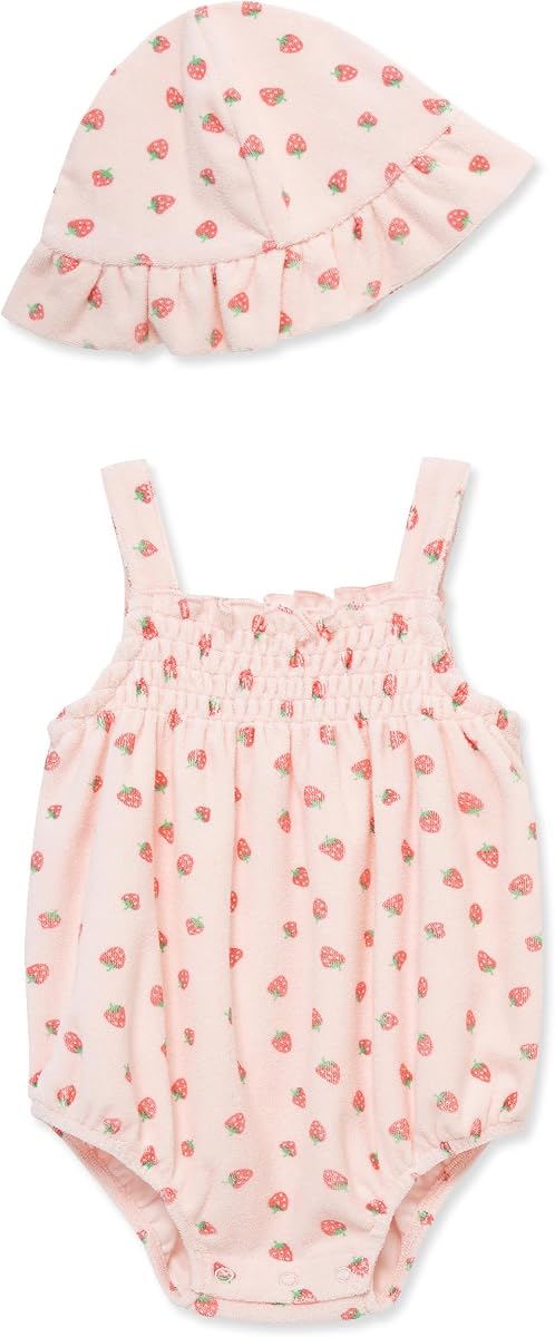 Little Me Ropa para bebé niña Terry Bubble mameluco y sombrero conjunto
