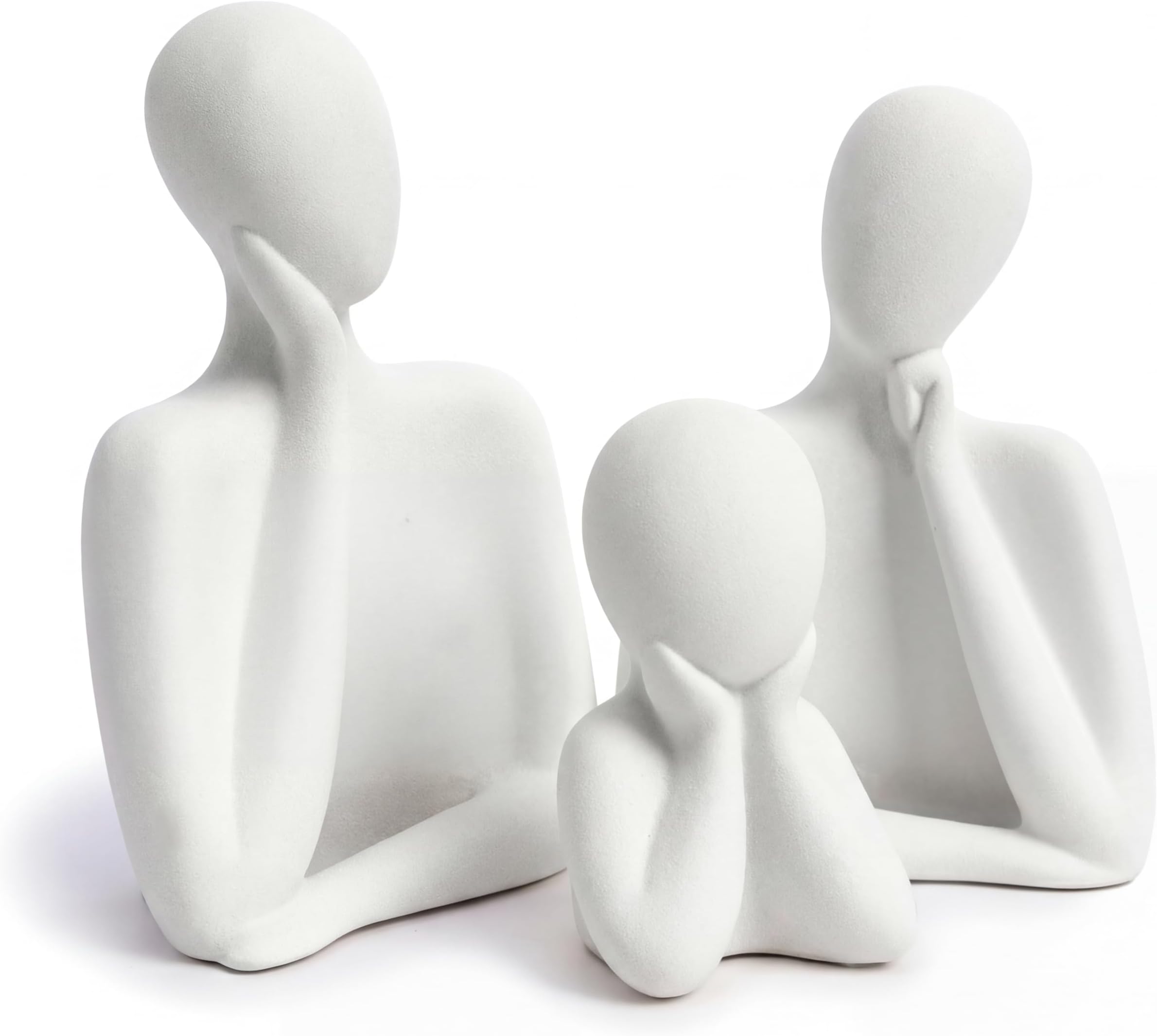 FARAMIR STORE Three Person Family Statues Home Decoration White Stone Abstrac...