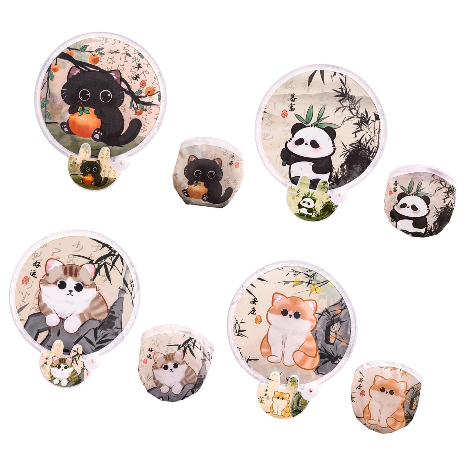 BWANGIAO Elegant Foldable Hand Fan,Cats Painting Round Handheld Fan for Travel,Event,Outdoor Indoor Party Decors Folding Fan