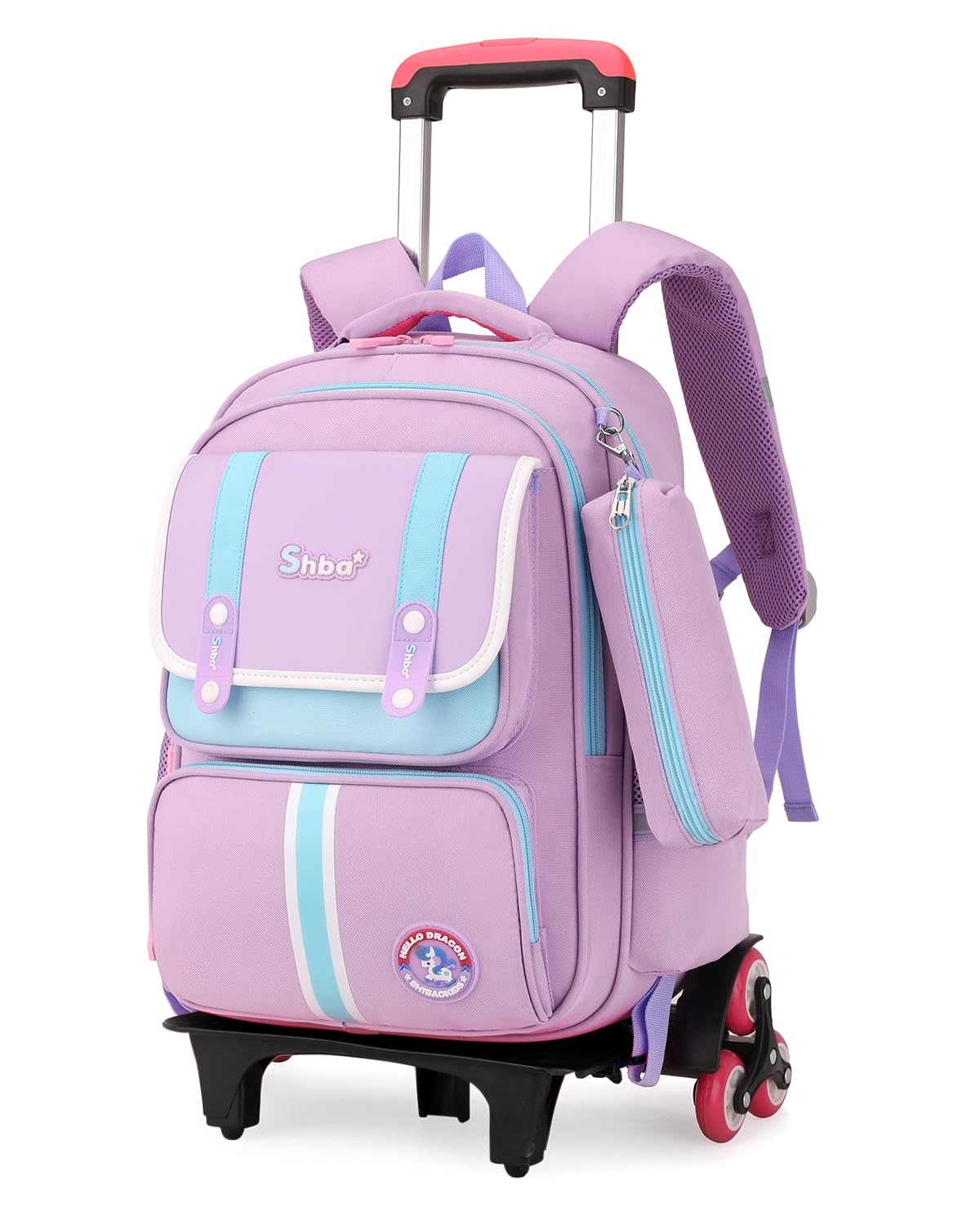Tanou Mochila Ruedas Niña 2 Piezas, 20 litros Mochilas Escolares con Ruedas Grande para Niñas de 8 a 12 Años, Mochila Carro Niña Resistente al Agua para Escolar Viaje, Morado