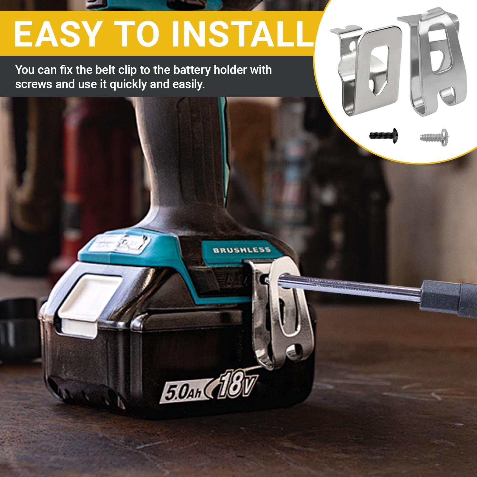 4 Clip Per Cintura Di Ricambio Con Viti, Gancio Per Cintura, In Acciaio Inox, Clip Per Cintura, Per Trapano Elettrico, 2 Pezzi Per Fissaggio Dewalt 20v, 2 Pezzi Per Makita 12v 18v Xfd01 Dtd144