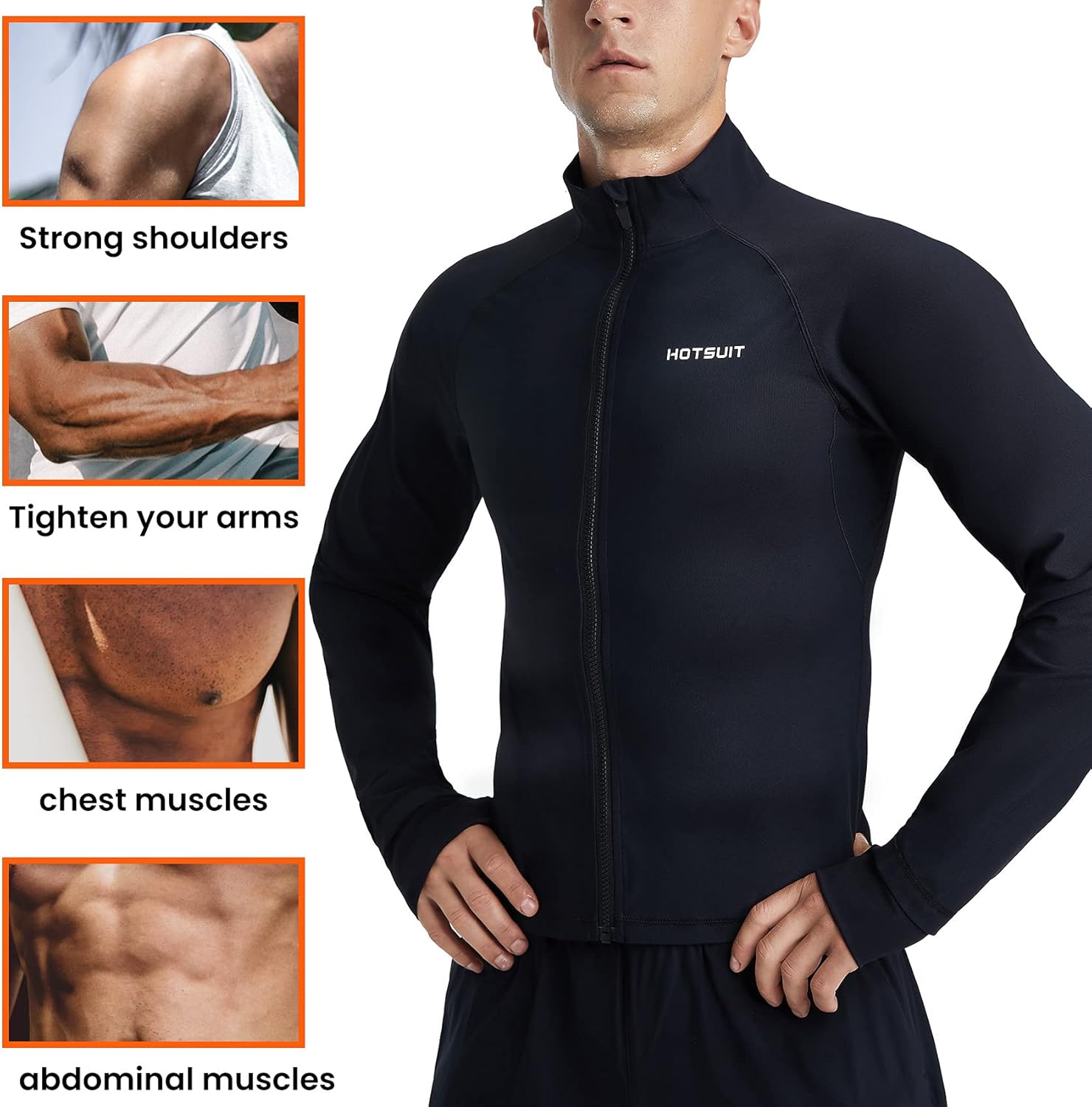 HOTSUIT Sauna Suit for Men Sweat Suits Long Sleeve Sauna Shirt Workout Shapewear-(S-5XL) Sweat Jacket Top Compression Shirts : Sports & Outdoors