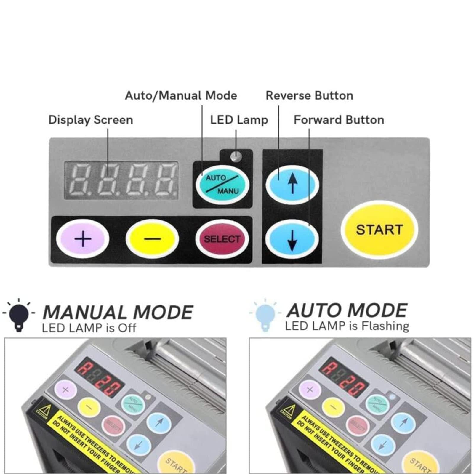 Elektryczna Maszyna do Cięcia Taśmy, 6-60mm Szerokość & 5-999mm Długość,LCD