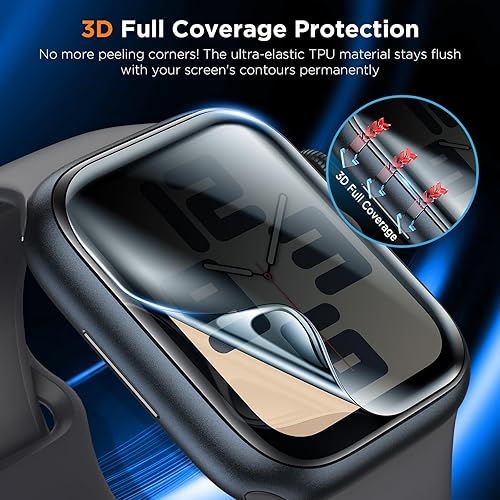 Miniatura 67 de LK Paquete de 8 protectores de pantalla para Apple Watch de 1.732 pulgadas Series 6/5 SE2 [película suave mejorada] [autorreparación] película