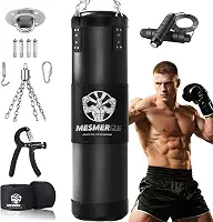 Mesmerize Saco de pancada para adultos, conjunto de saco de boxe pesado de 1,2 m com envoltórios de mão de boxe de 400 cm para karatê de MMA, kickboxing, casa, academia, artes marciais - não