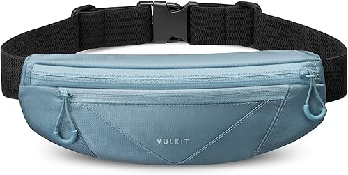 Miniatura 10 de VULKIT Riñonera ligera e informal para mujeres y hombres, riñonera para exteriores para liberar tus manos, cintura impermeable de nailon con banda